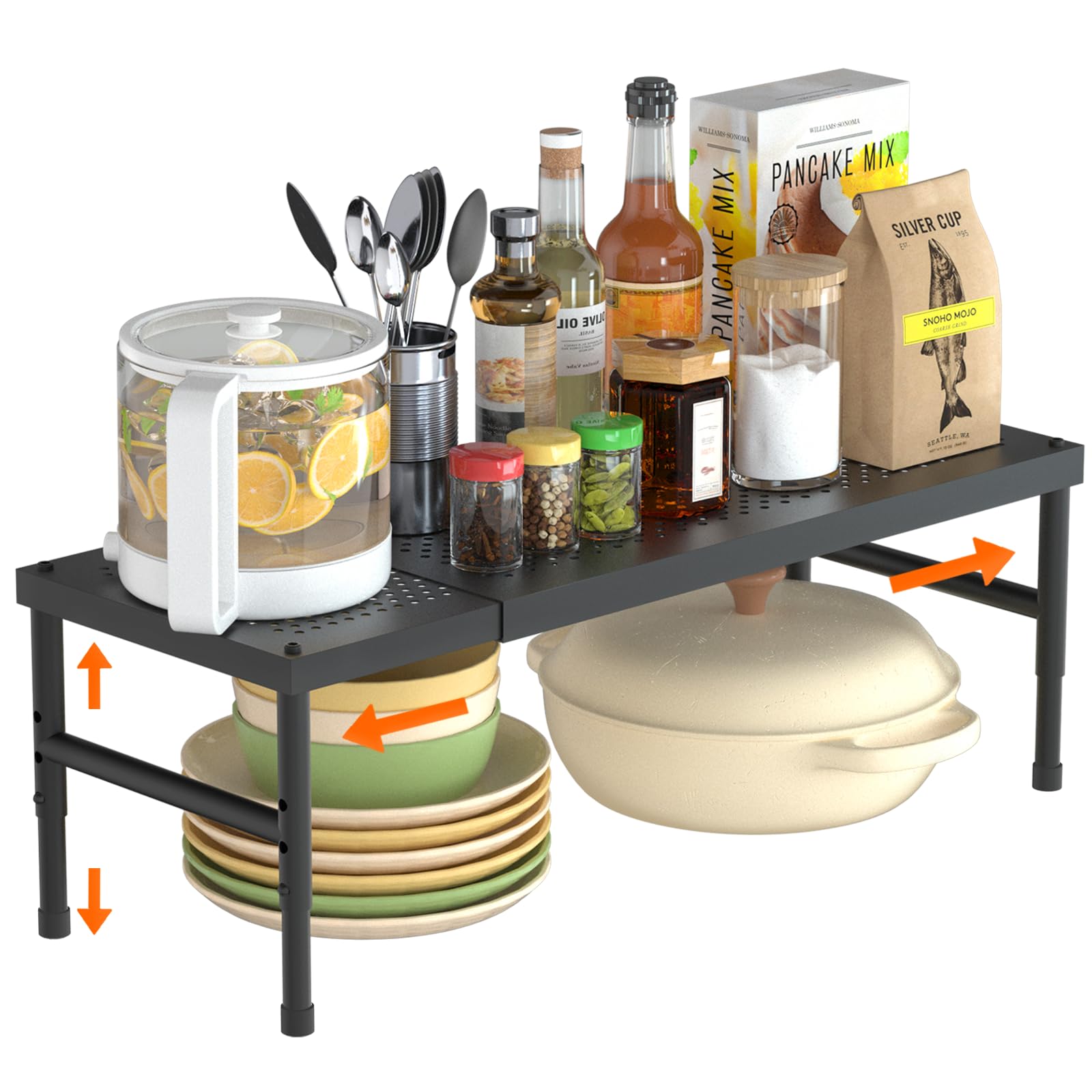 Expandable adjustable stackable kitchen organizer