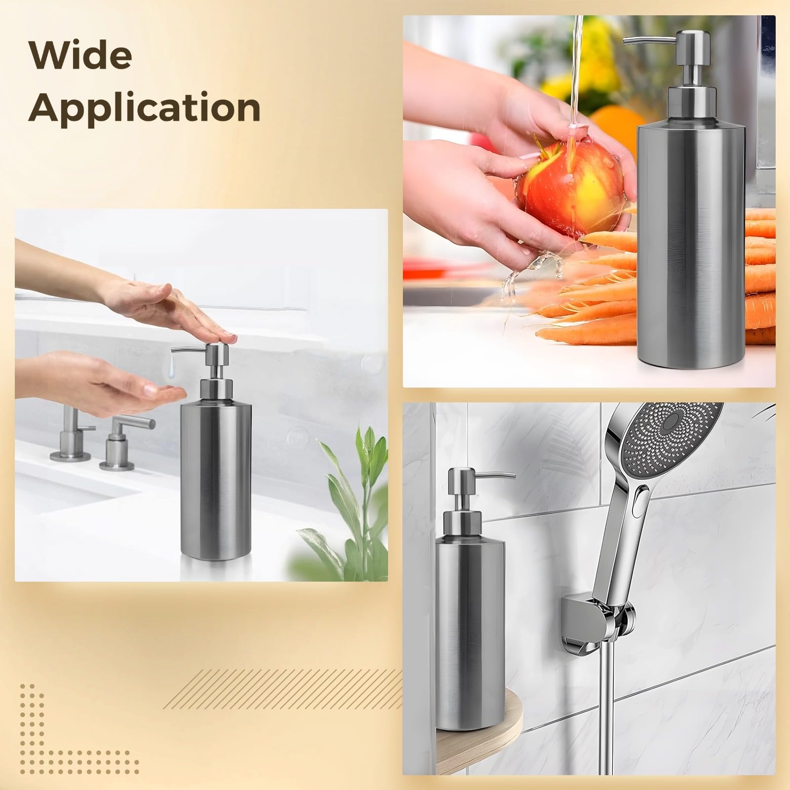 2 Pcs Large 304 Stainless Steel Soap Dispensers (2 Count)