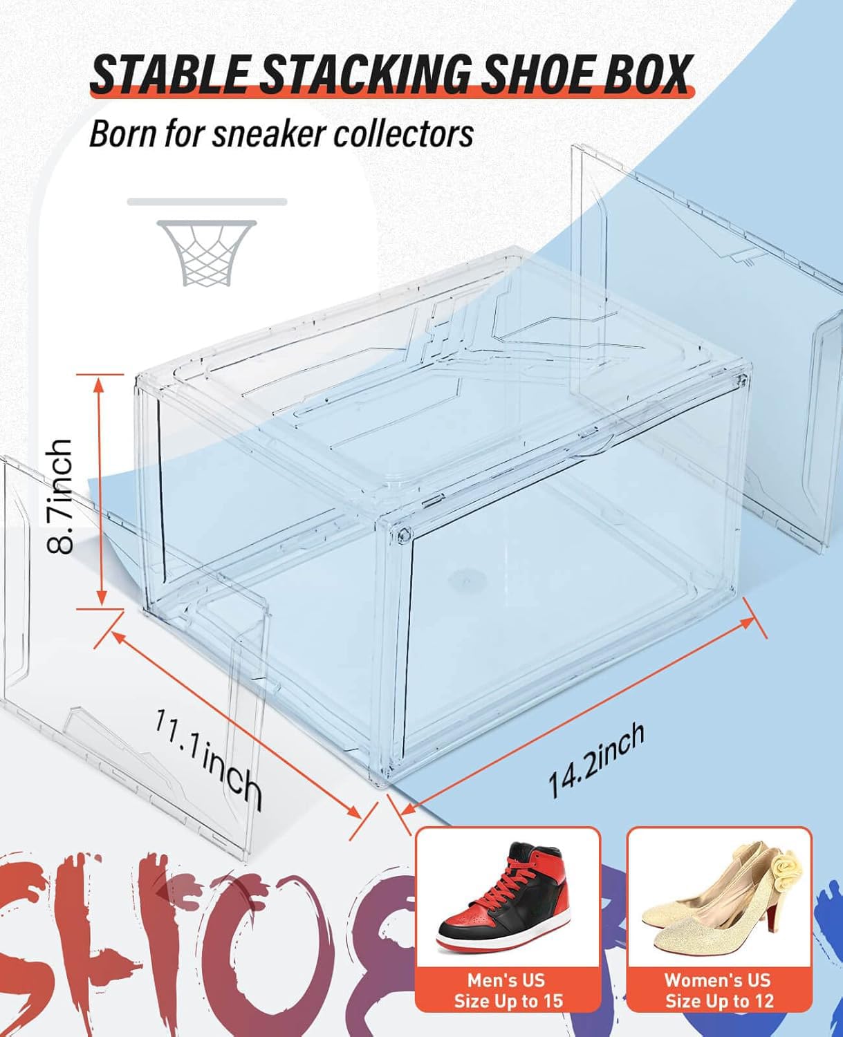 Shoe Box Clear Plastic Stackable for Sneakers (10 Count)