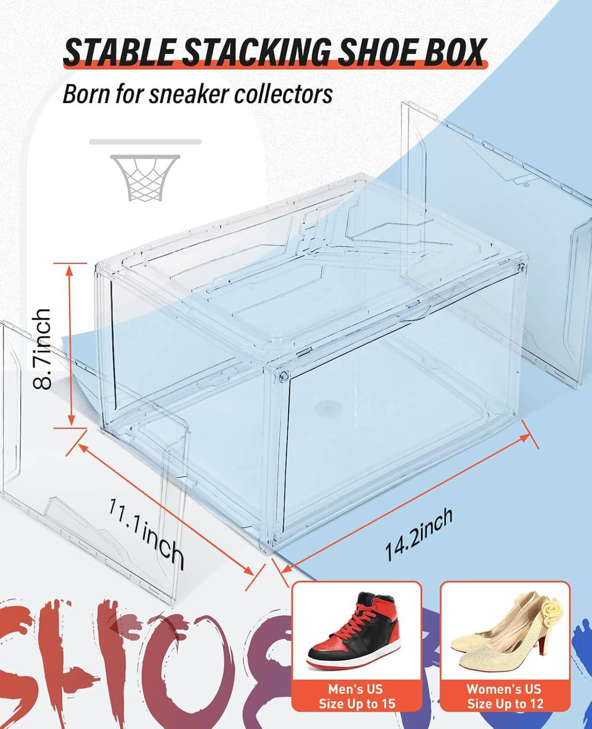 Clear Plastic Shoe box Organizer (3 Count)