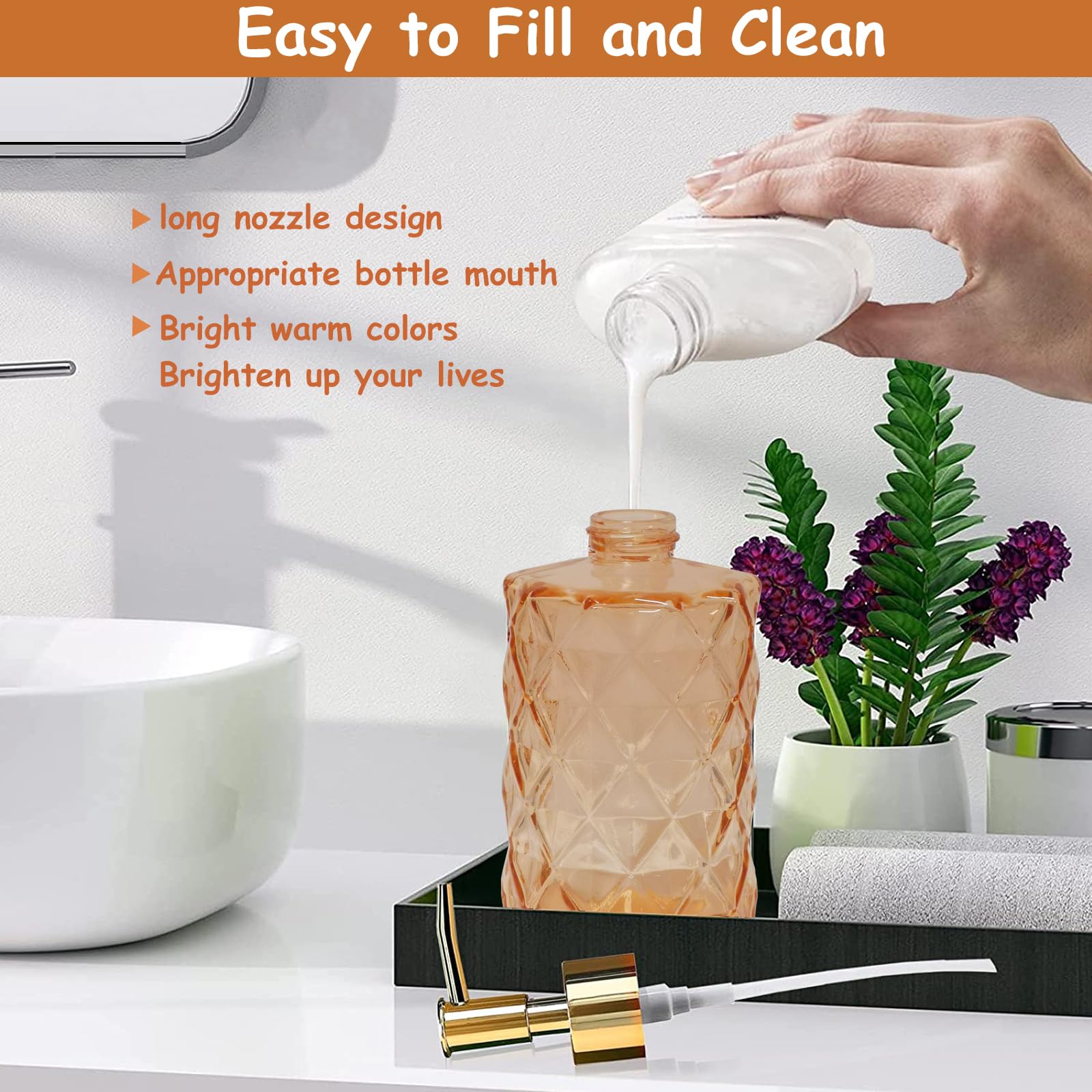 Glass Soap Dispenser with Gold Plastic Pump