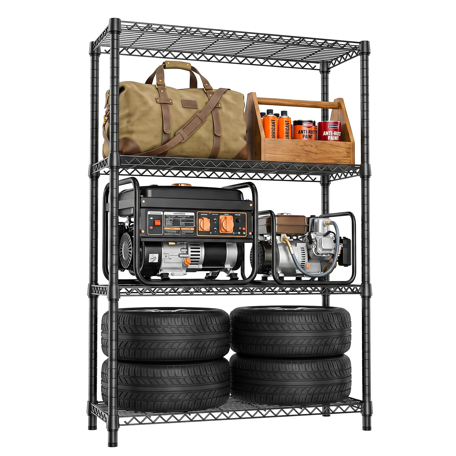 4 Tier 1000 LBS Metal Garage Storage Rack Shelf for Kitchen