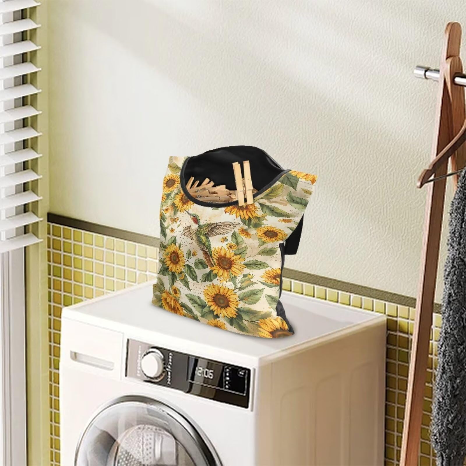 Hummingbird Laundry Clothespin Bag Clothespin Storage Hanger Bag with a Large Opening