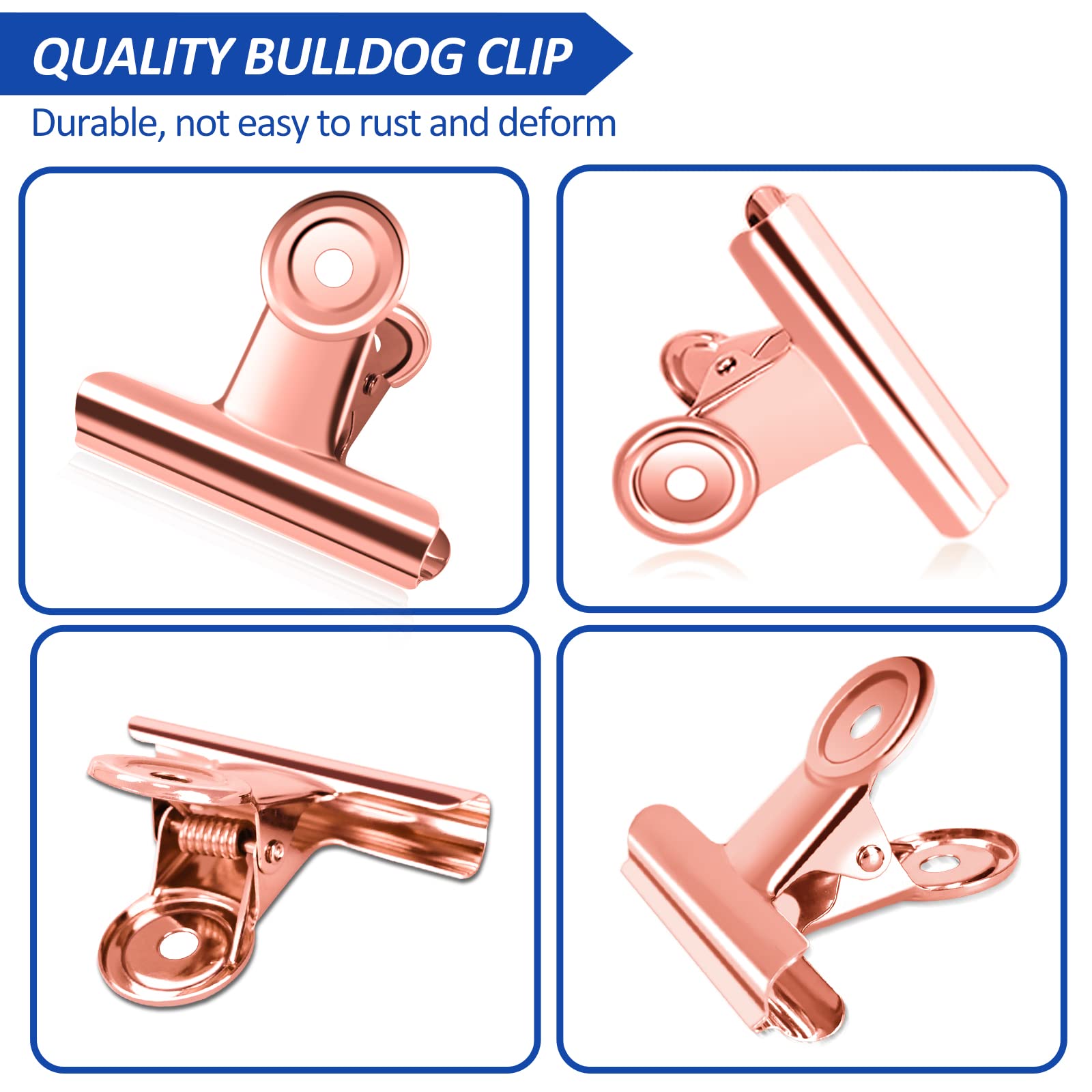 10 Pack Large Metal Hinge Clips 2.5 Inches Bull Hinge Paper Clips Bulldog Clips for Crafts (10 Count)