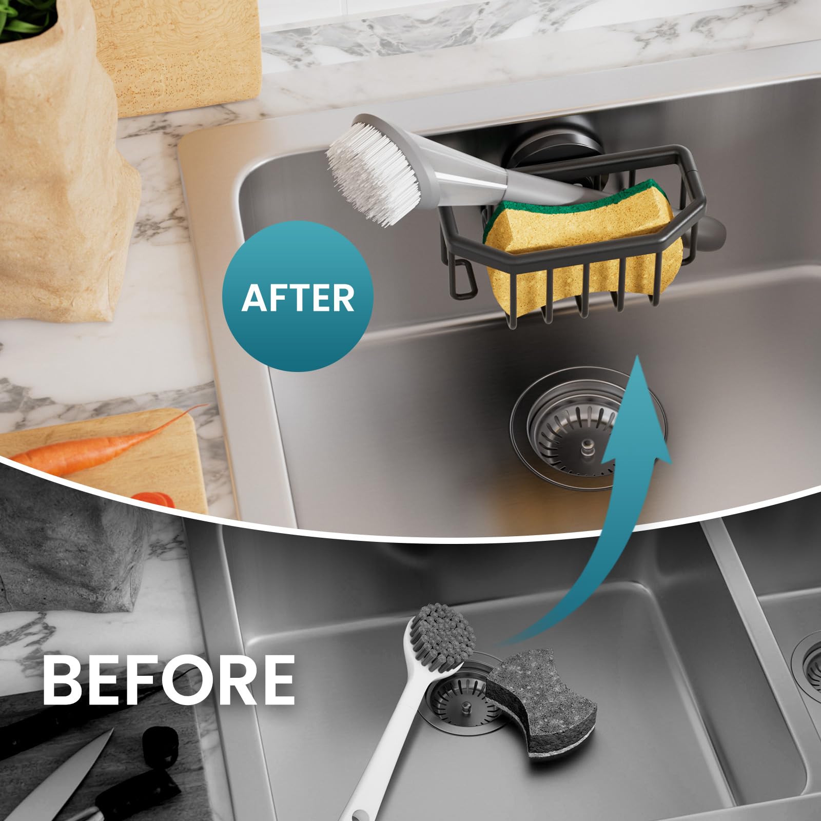 Sponge Holder for Kitchen Sink with Suction Cup