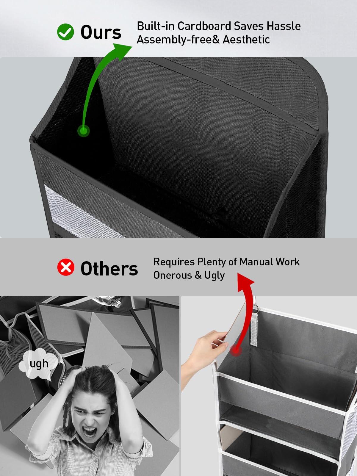 1 Pc Over the Door Organizer with 5 Bins 10 Side Pockets