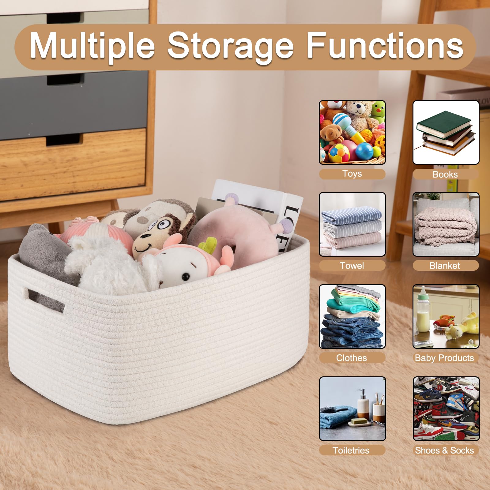 Large Storage Basket for Organizing (2 Count)