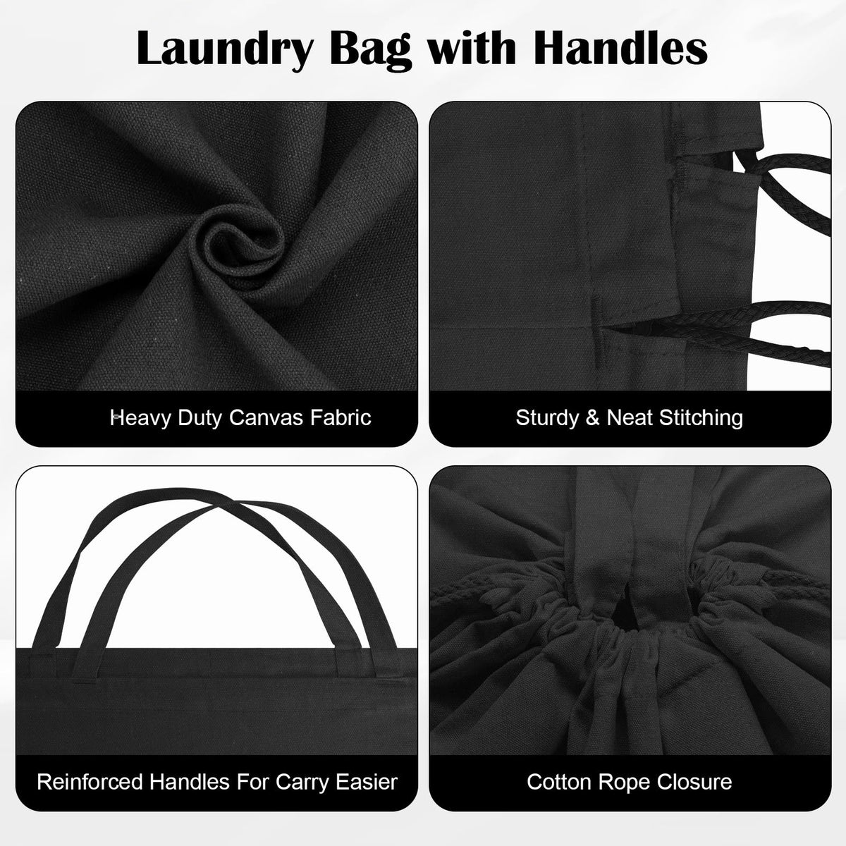 Heavy Duty Canvas Laundry Bag with Handles & Drawstring 30"Wx35"H
