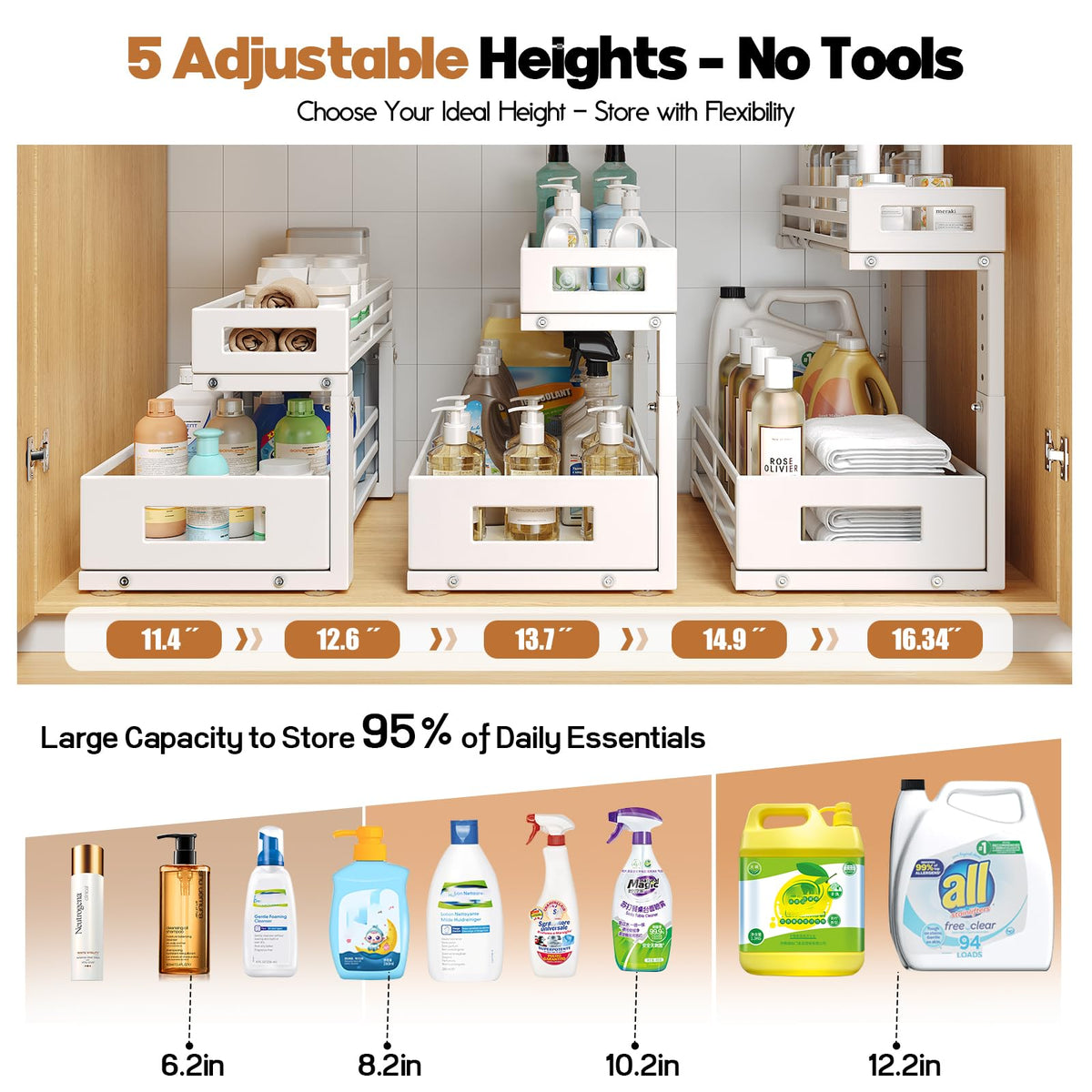 2 Pack 17"Deep Under Sink Organizer And Storage (2 Count)
