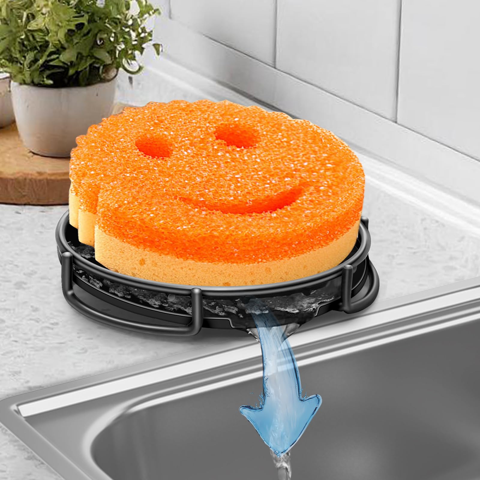 Stainless Steel Smiley Face Dish Sponge Holder