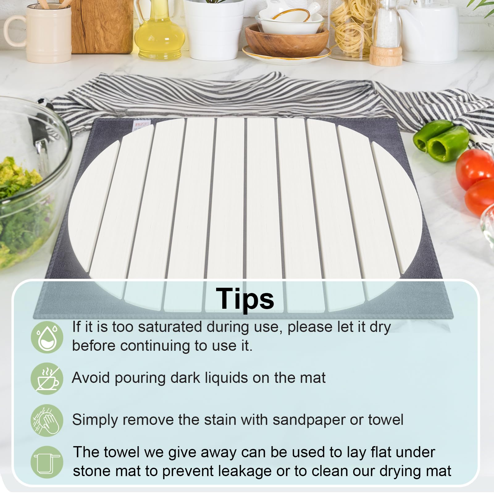 Stone Dish Drying Mat for Kitchen Counter