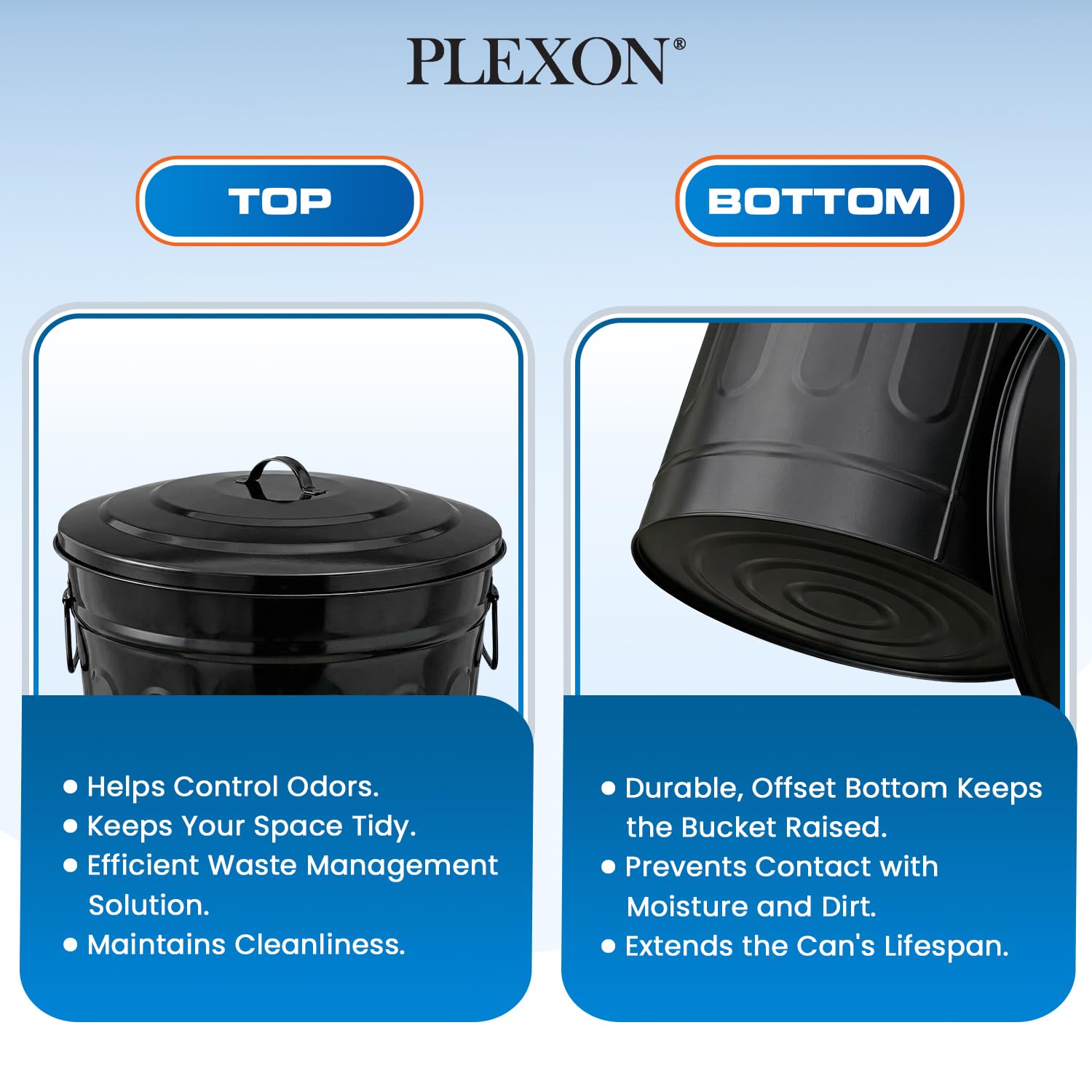 Metal Trash Can with Lid 13 Gallon (3 Count)