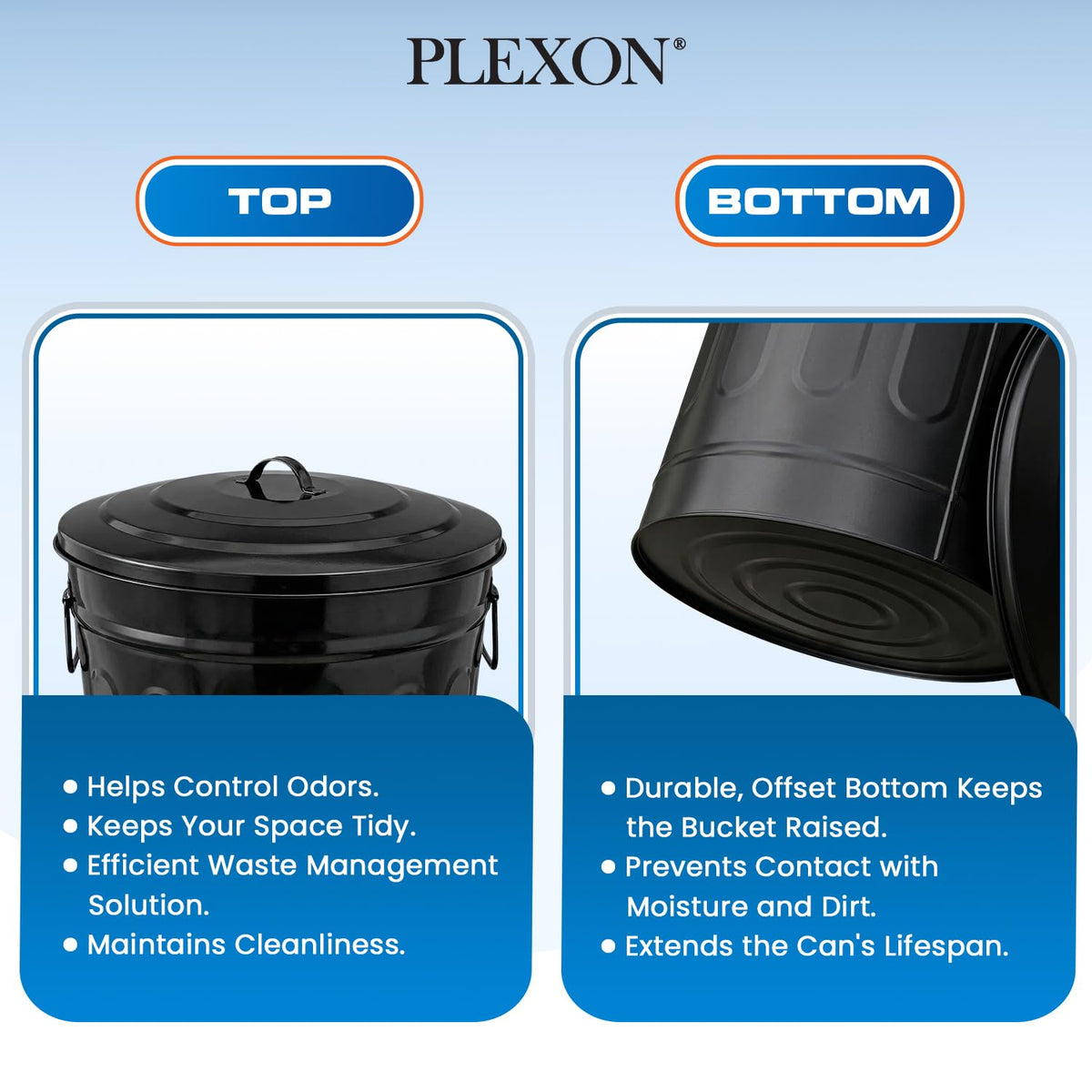Metal Trash Can with Lid 13 Gallon (3 Count)
