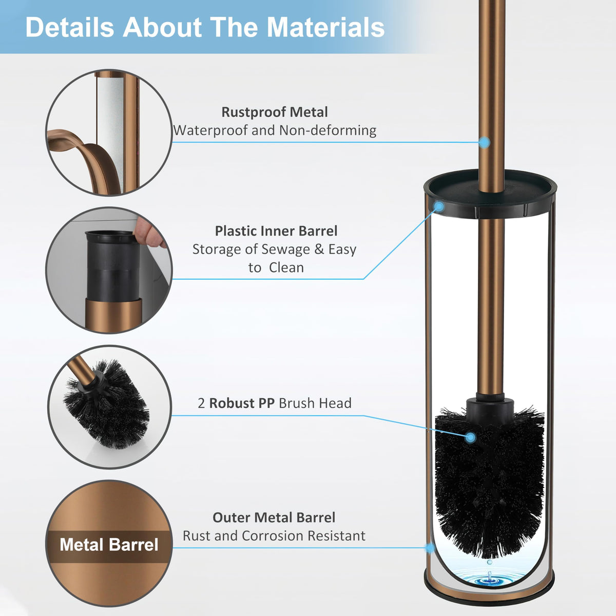 Rose Gold Toilet Brush and Holder