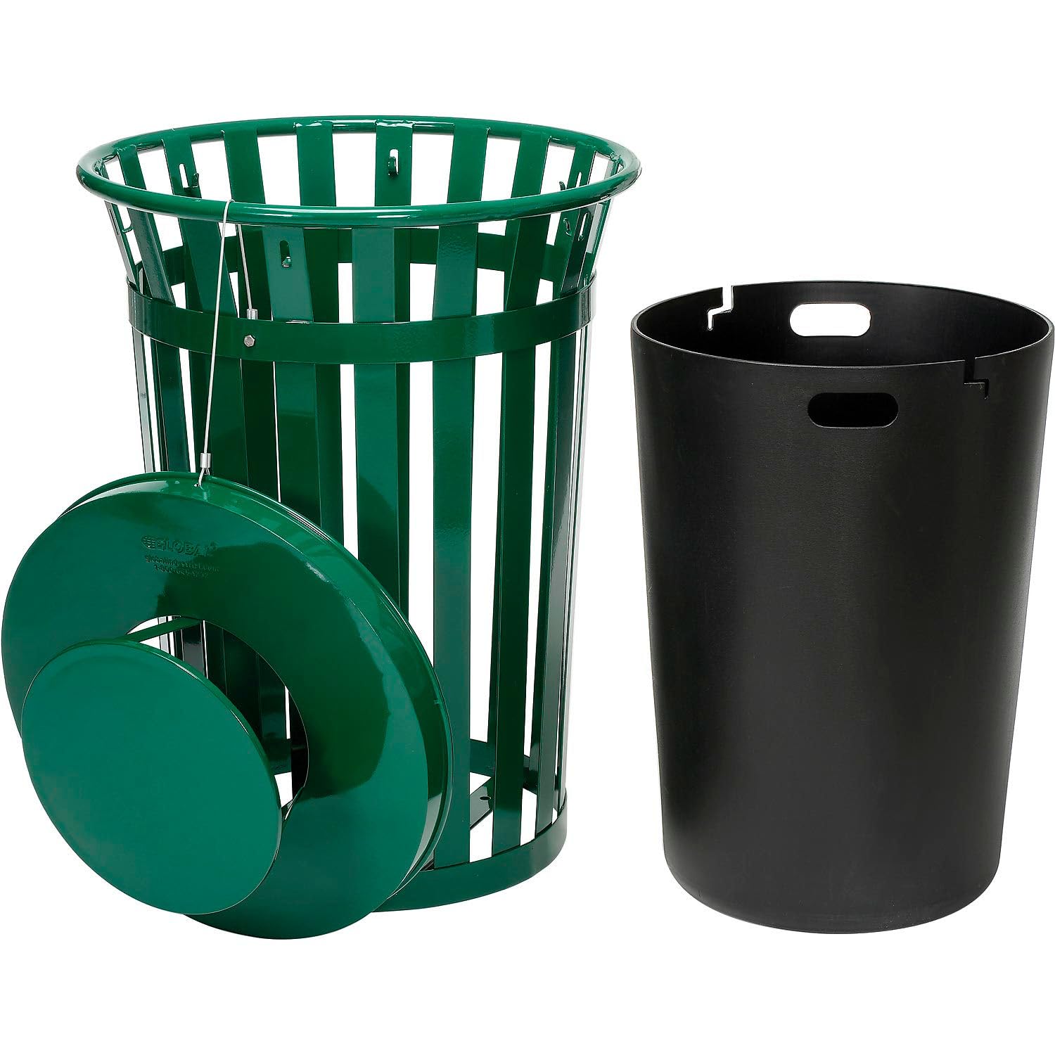 Heavy Duty 36 Gallon Cap Outdoor Metal Slatted Trash Can