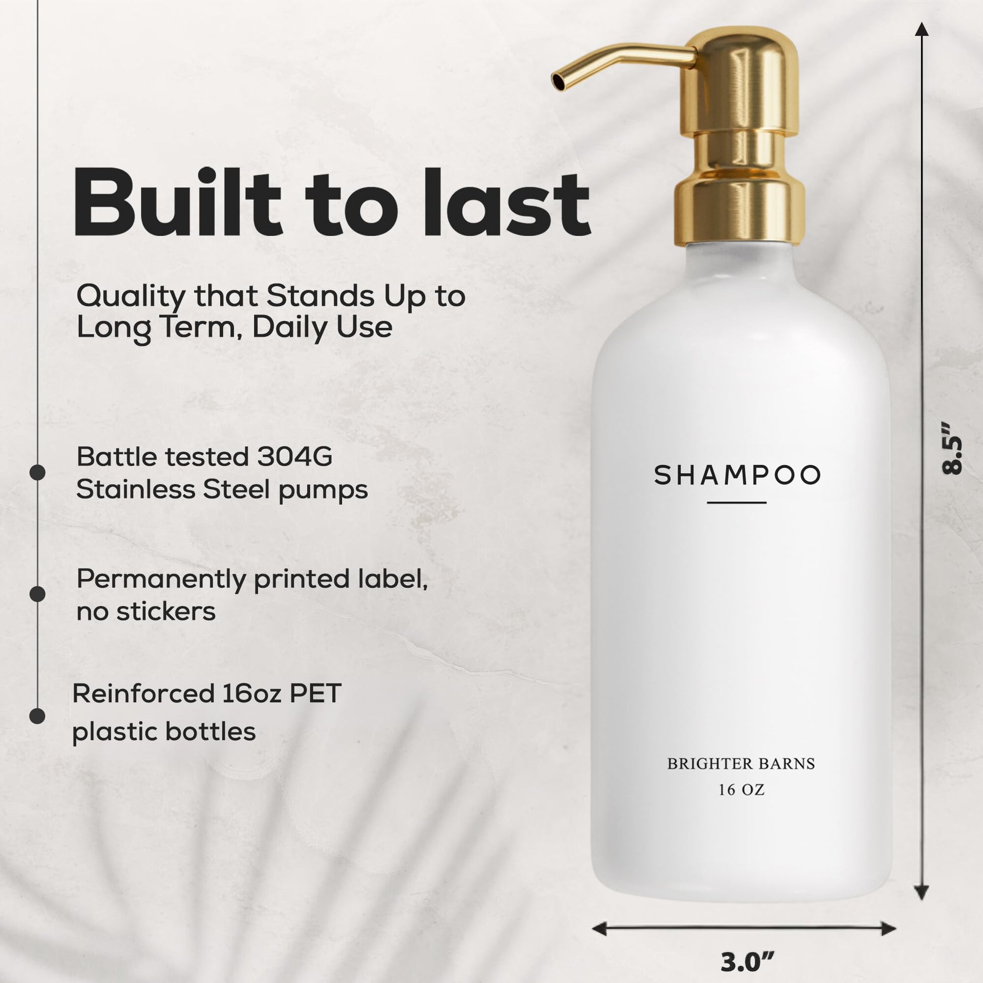 Luxury Shampoo and Conditioner Dispenser Set by Brighter Barns (3 Count)