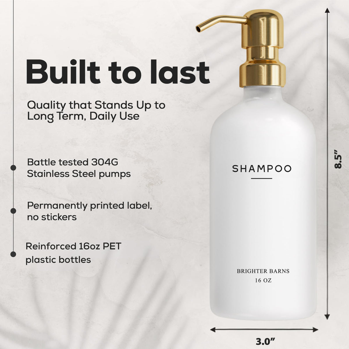 Luxury Shampoo and Conditioner Dispenser Set by Brighter Barns (3 Count)