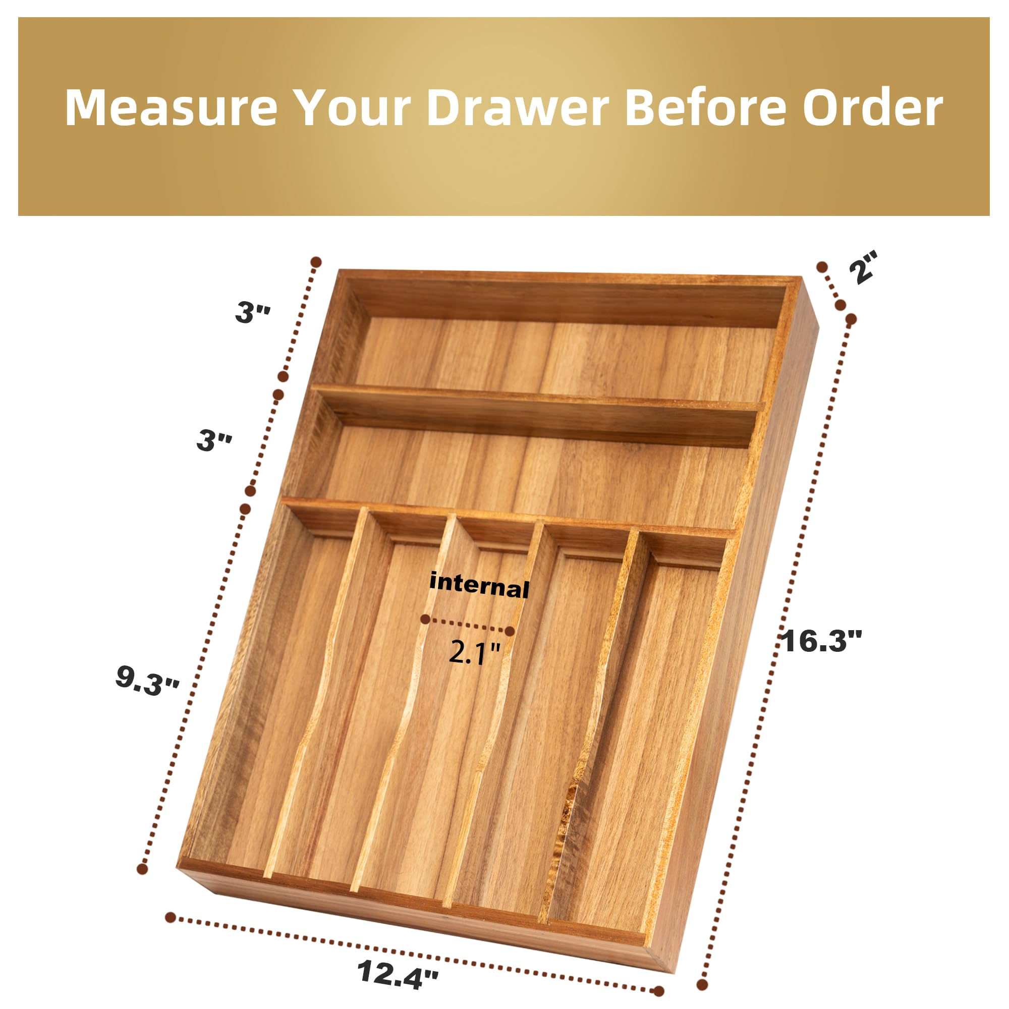 Silverware Organizer Acacia Kitchen Drawer Organizer Utensil Organizer Silverware Holder Cutlery Organizer in drawer Flatware Organizer Tray