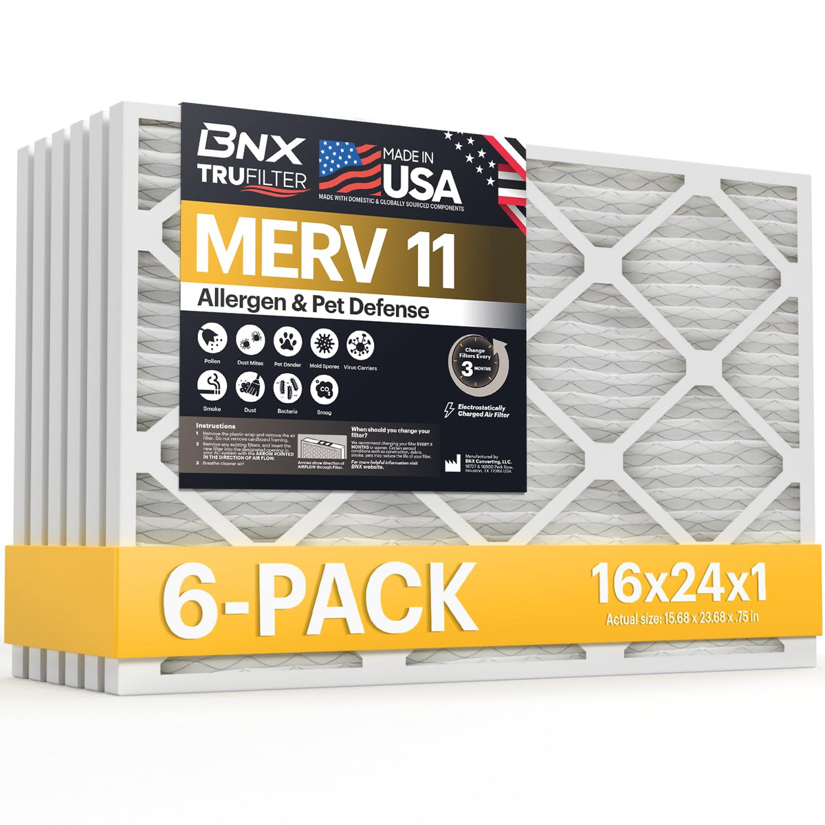 TruFilter 16x24x1 Air Filter MERV 11 (6 Count)