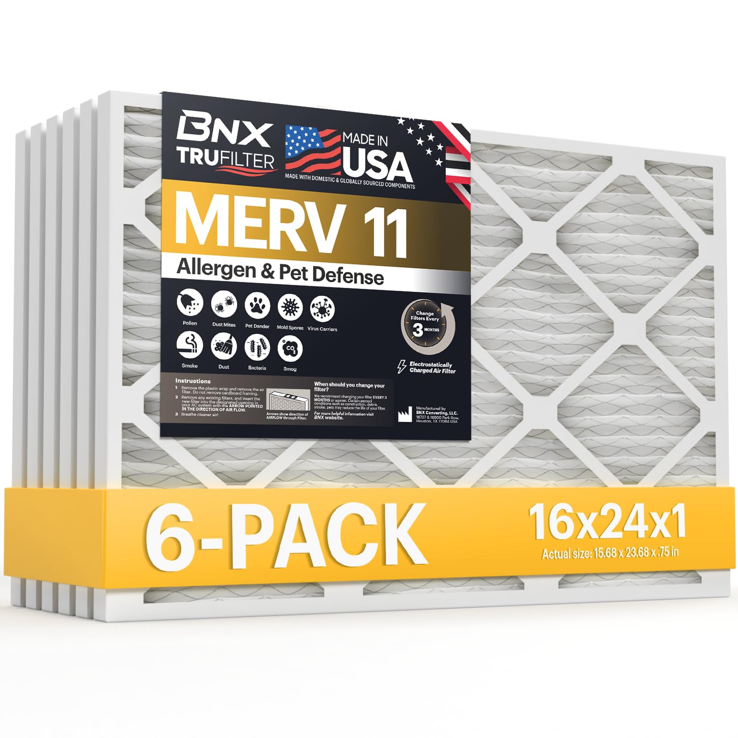 TruFilter 16x24x1 Air Filter MERV 11 (6 Count)