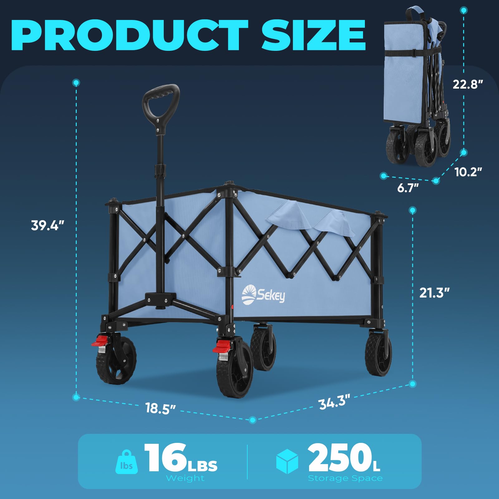Collapsible Foldable Wagon with 300lbs Weight Capacity