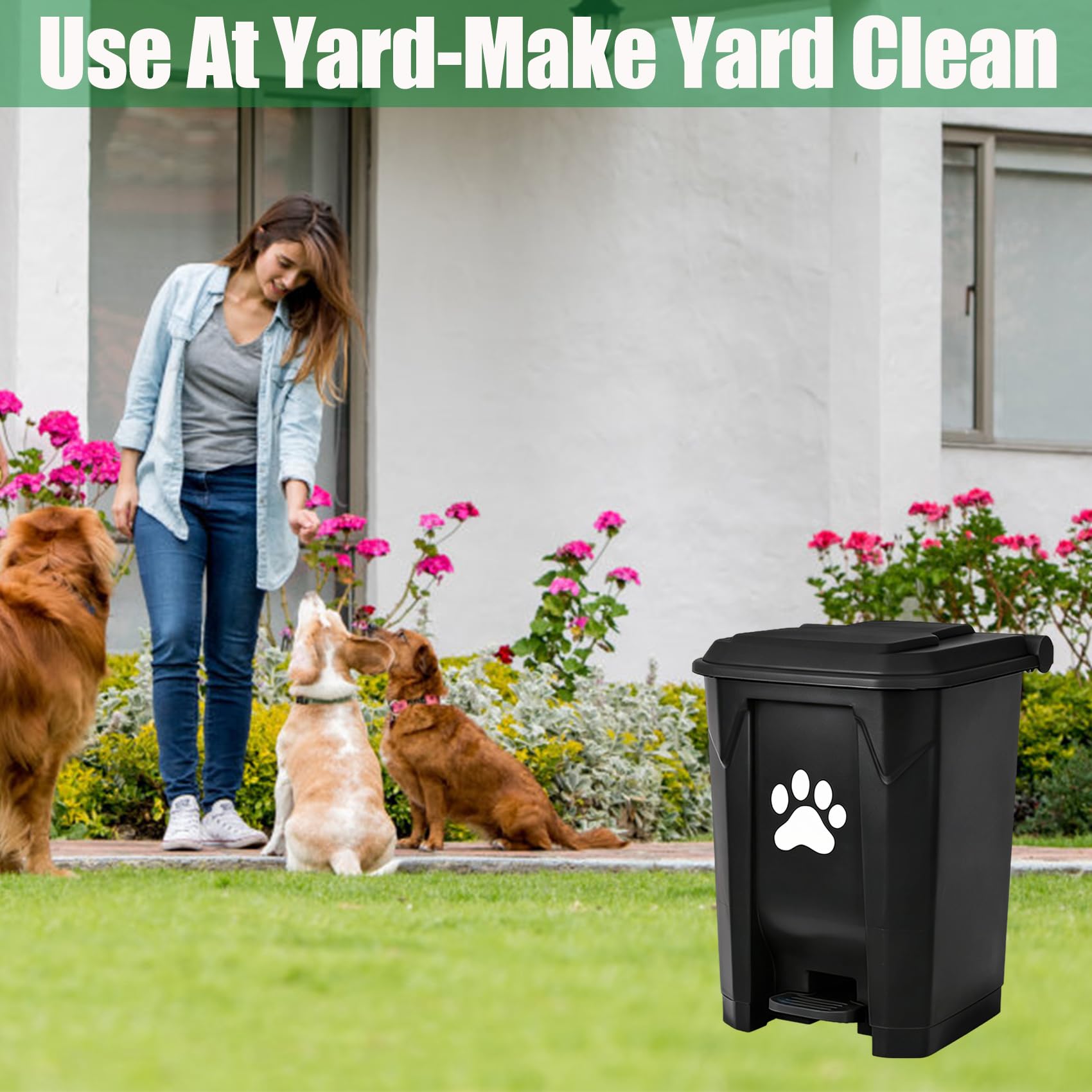 Outdoor Dog Poop Trash Can with Pooper Scooper for Yard
