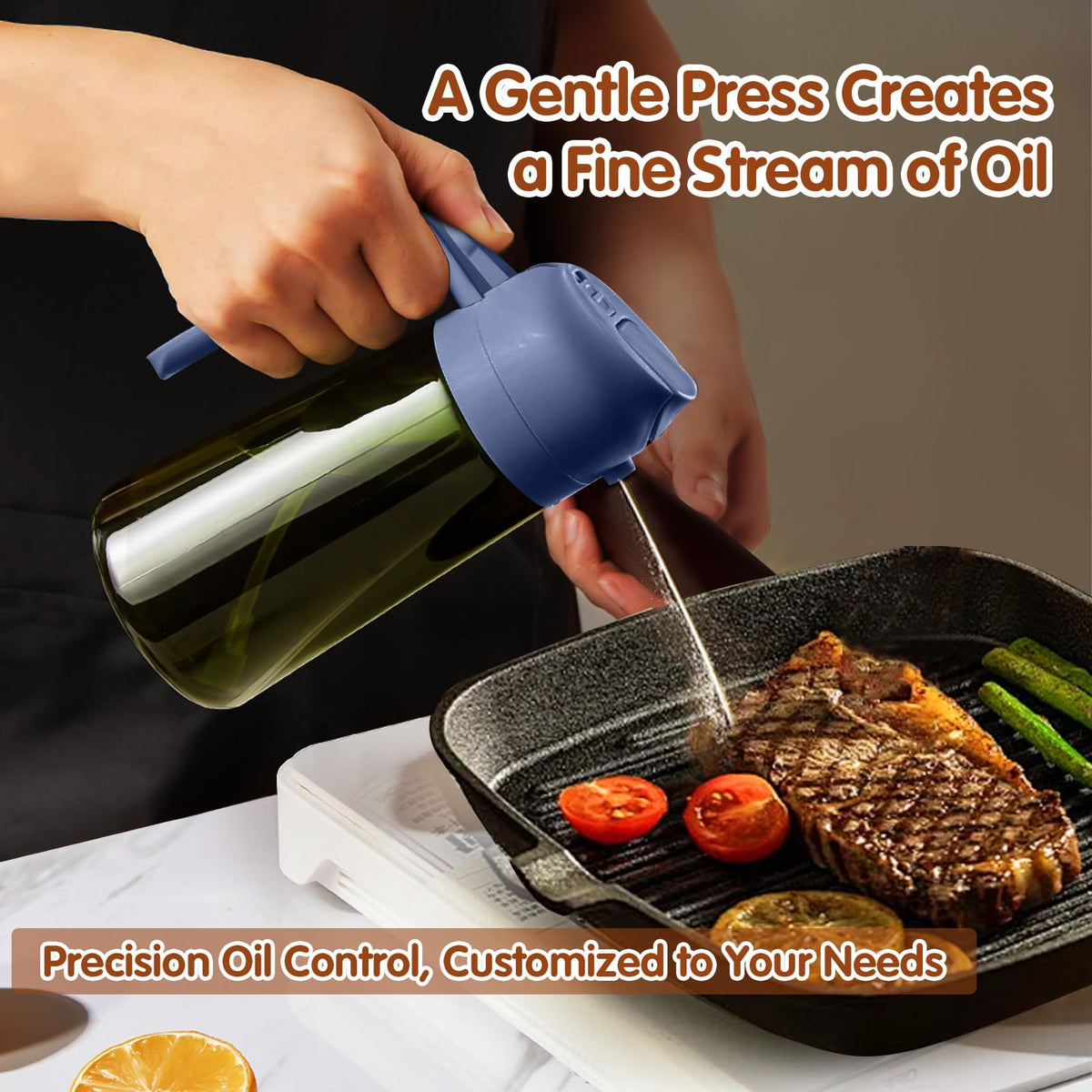2Pcs 16oz 470ml Dark Green Oil Sprayer for Cooking with Stickers
