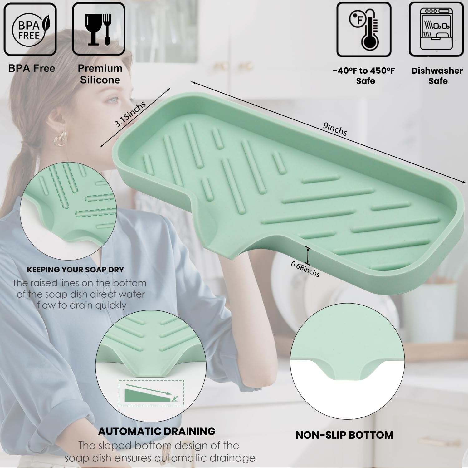 Silicone Bathroom Soap Dishes (3.52 Ounce)
