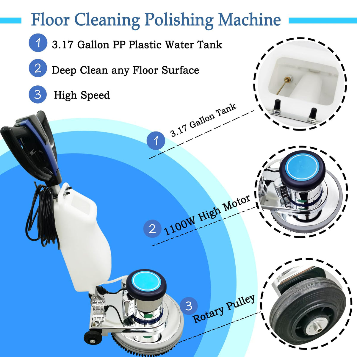 18" Commercial Floor Scrubber & Polisher Heavy Duty Multi