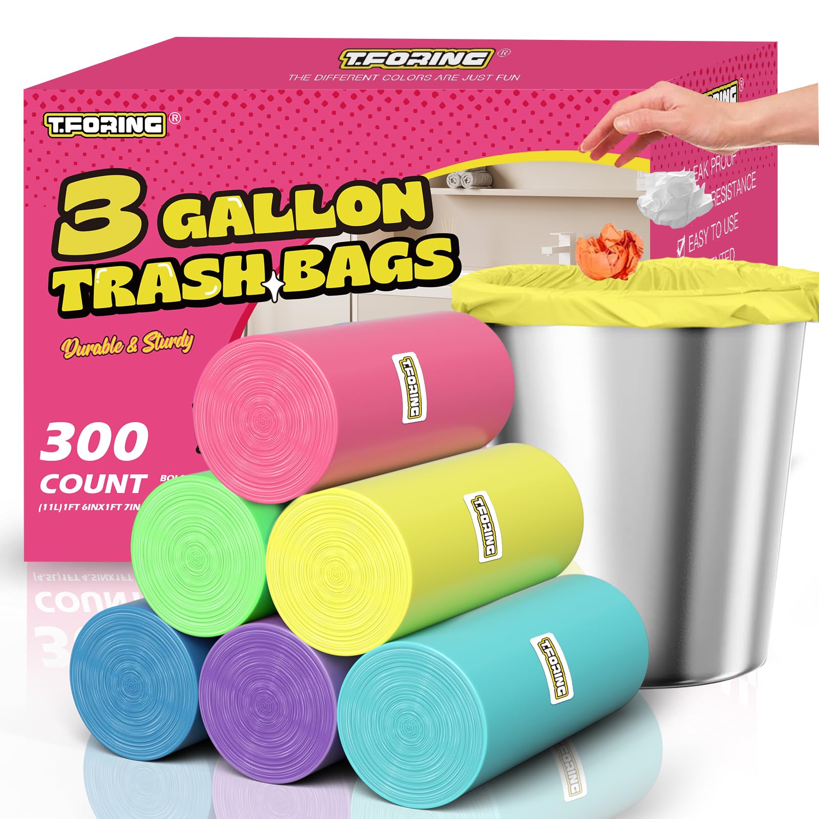 Small 3 Gallon Trash Bags Unscented (300 Count)