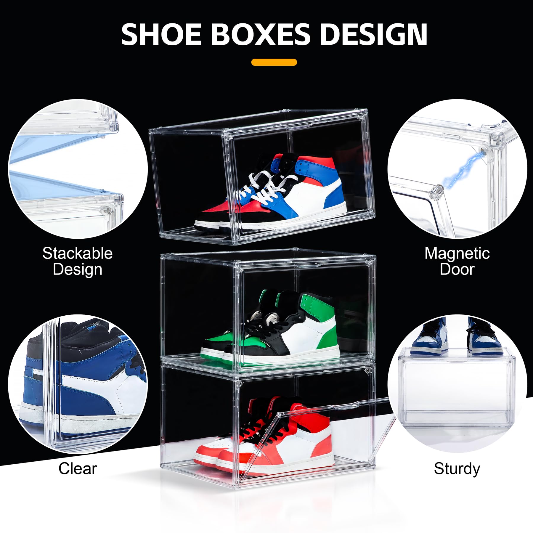 12 Pack Acrylic Shoe Boxes Side Open (12 Count)