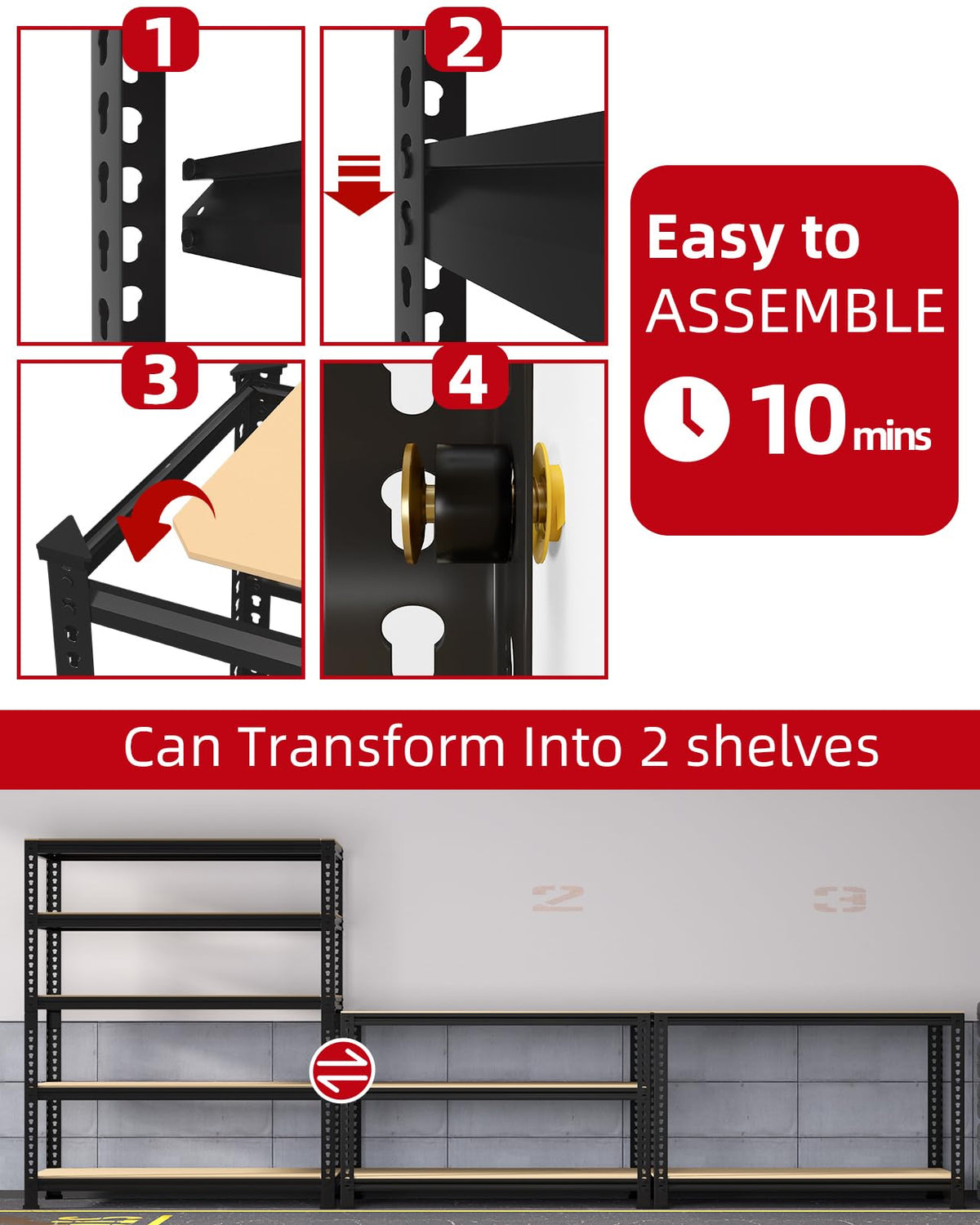 5 Tier Garage Storage Shelves (4 Count)