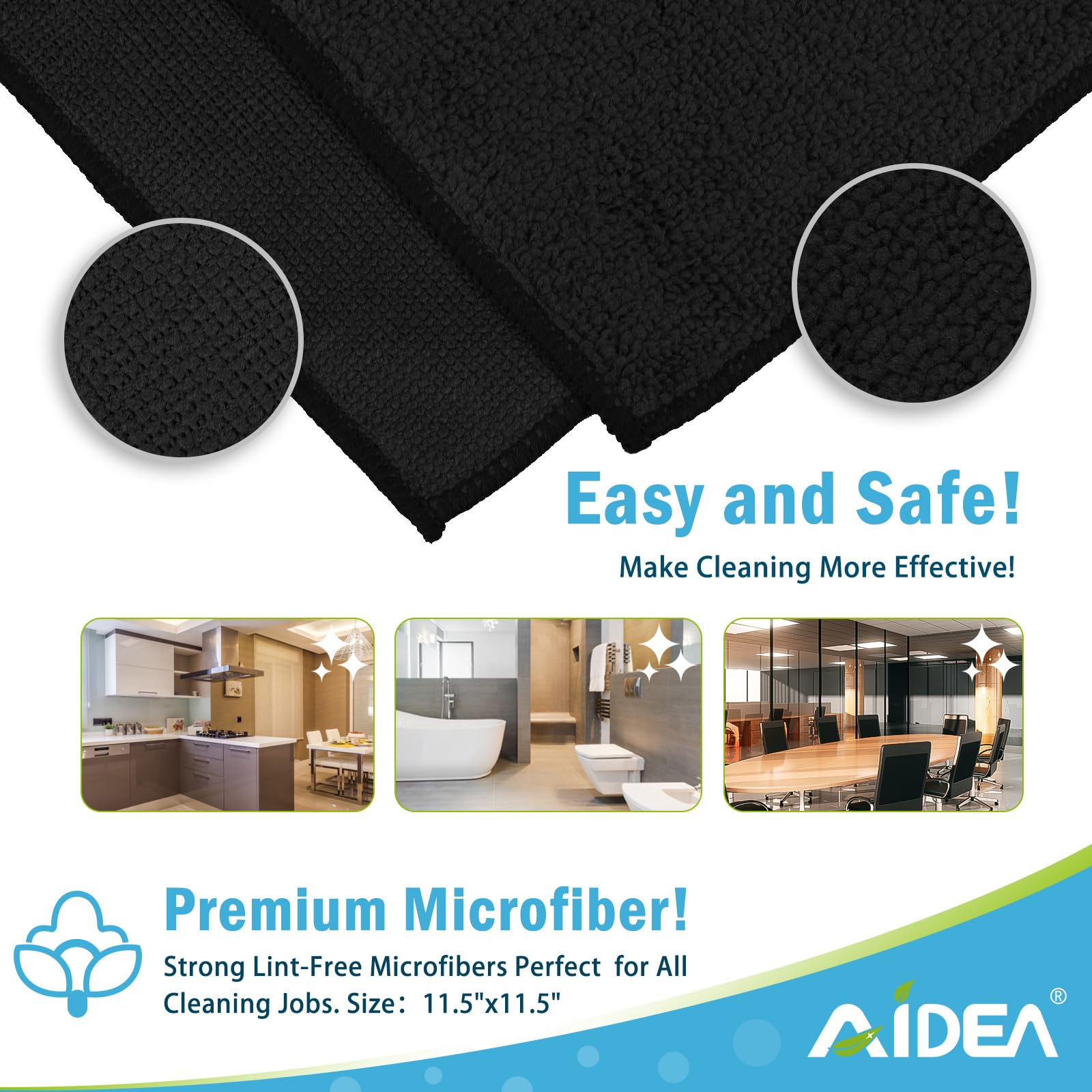 Microfiber Cleaning Cloth Black 50PK (50 Count)