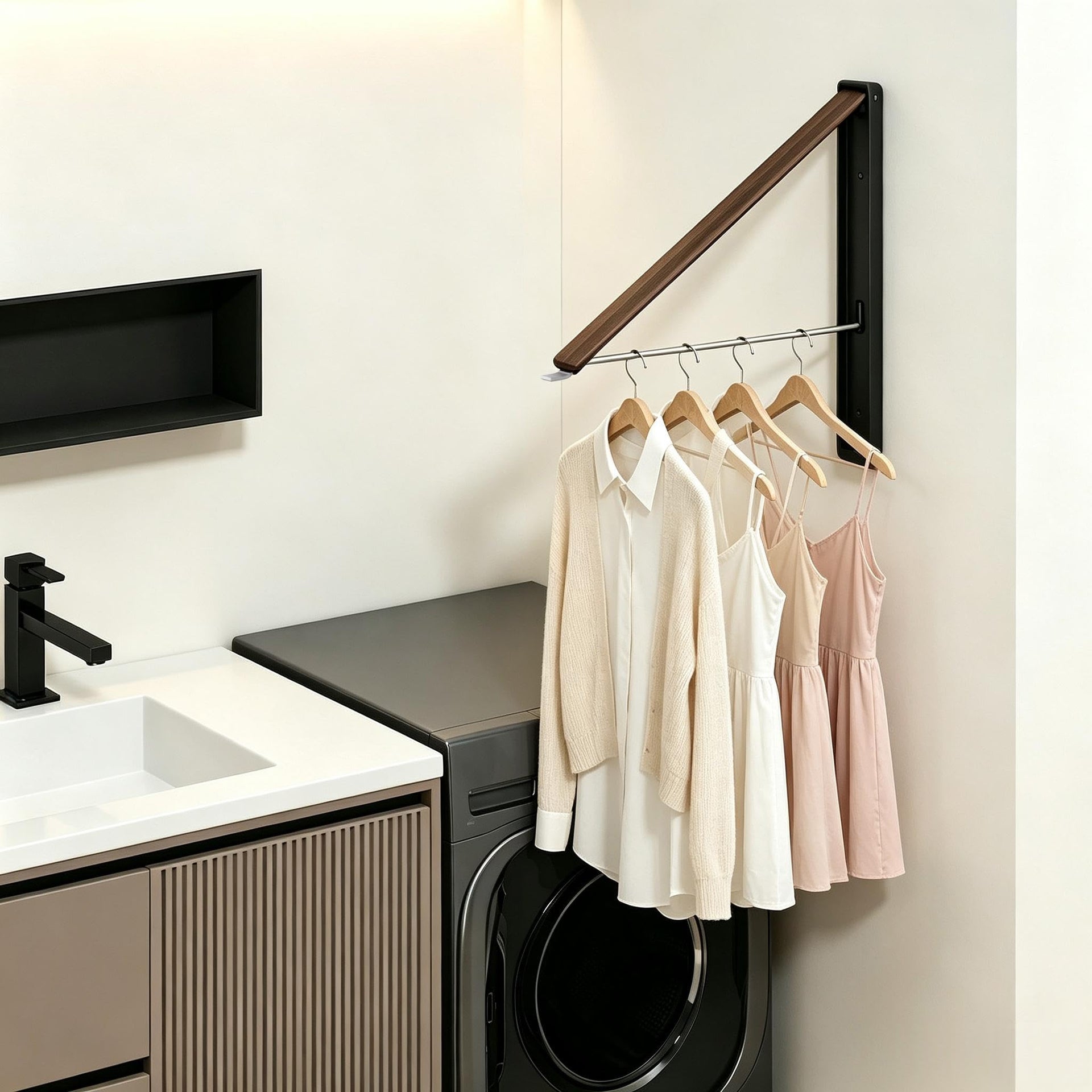 Folding Clothes Hanger Rack Wall mounted for Laundry Clothes Drying Rack