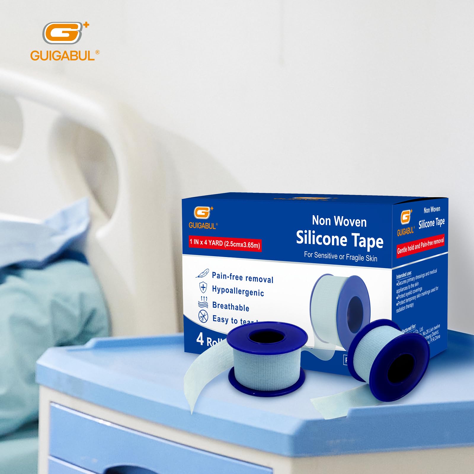 Silicone Blue Medical Tape for Sensitive Skin 1" x 4yd (4 Count)