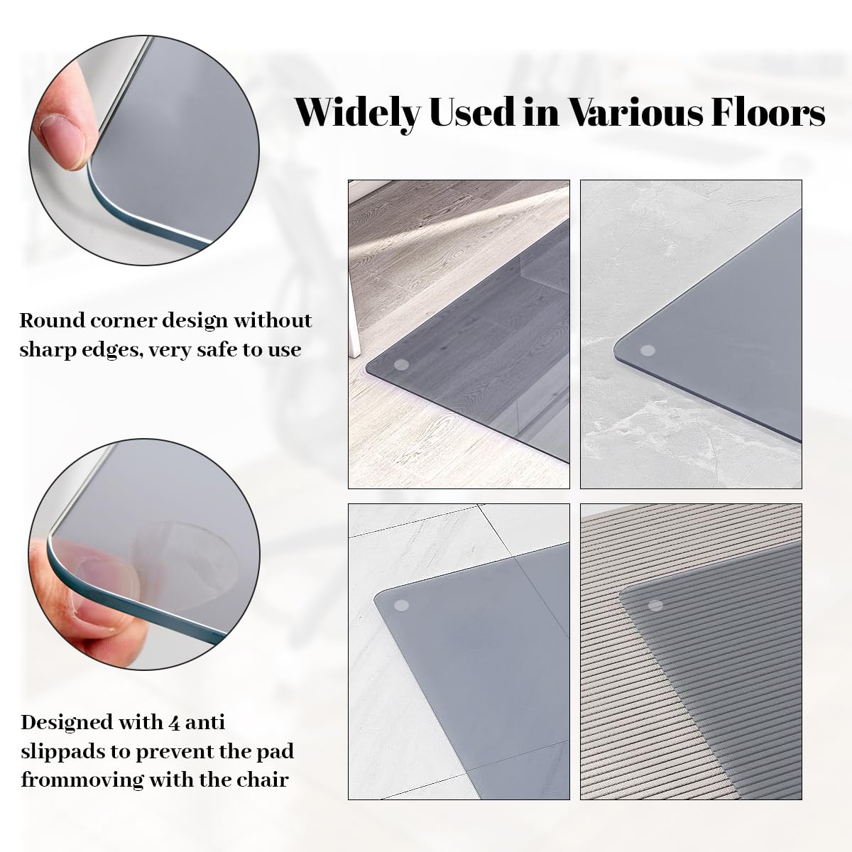 Tempered Glass] 36" x 46" Glass Office Chair Mat for Carpet