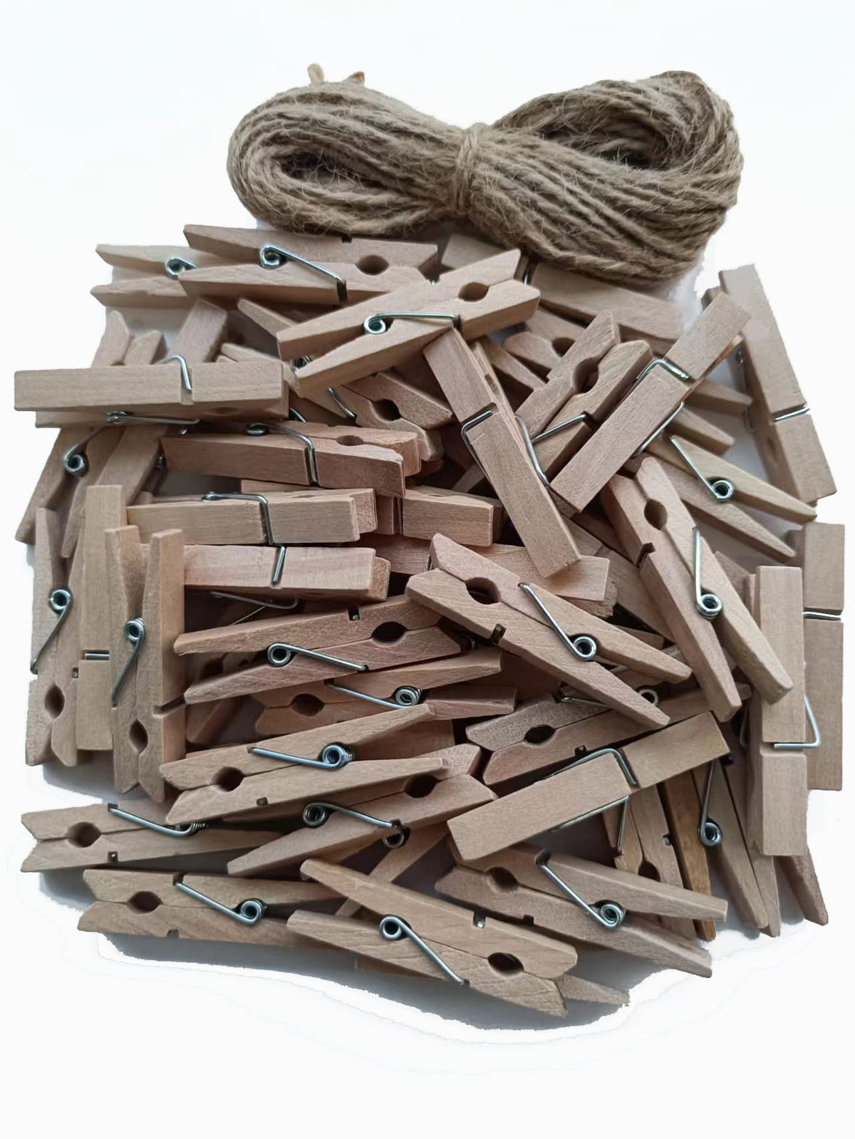 50pcs Small Wood Clothes Pins Pegs Strong Hangers Picture Display Art Craft Clip Clamps Party Wedding Office Decor Wire Clothesline (50 Count)