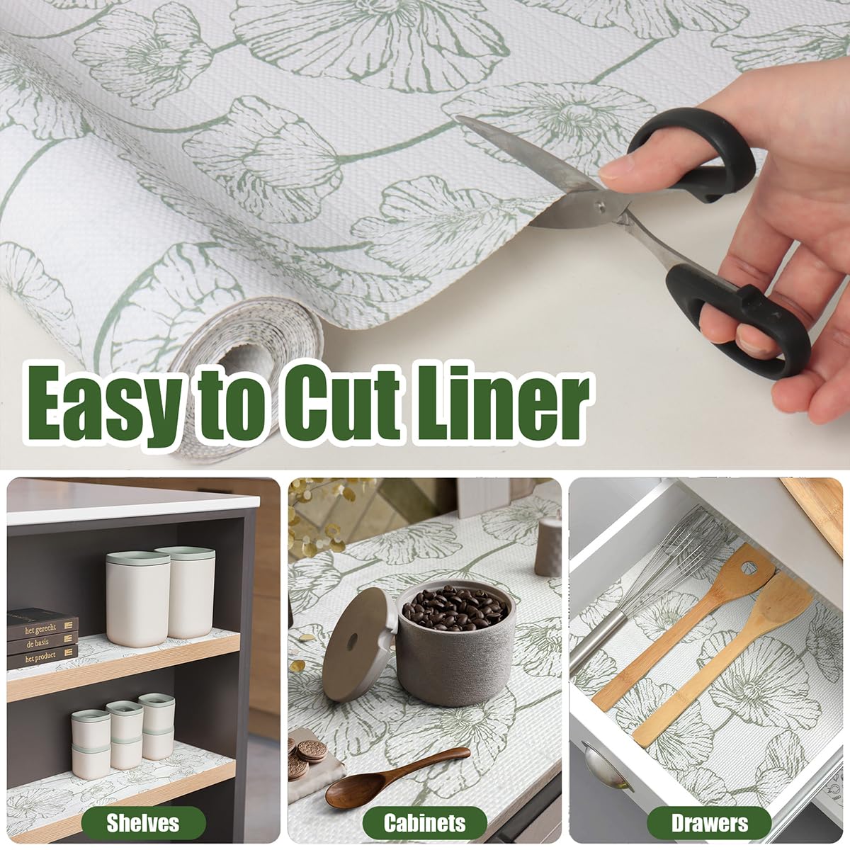 Lotus Shelf Liner for Cabinets Kitchen Drawer Liners 12in x 16.4ft