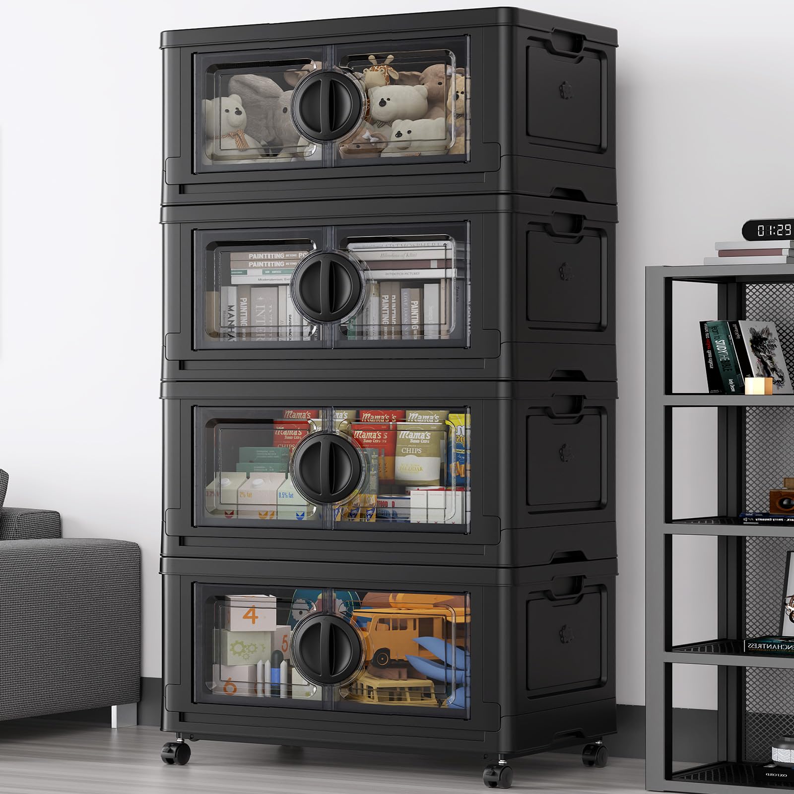 480Qt Lockable Stackable Storage Bins with Lids (4 Count)