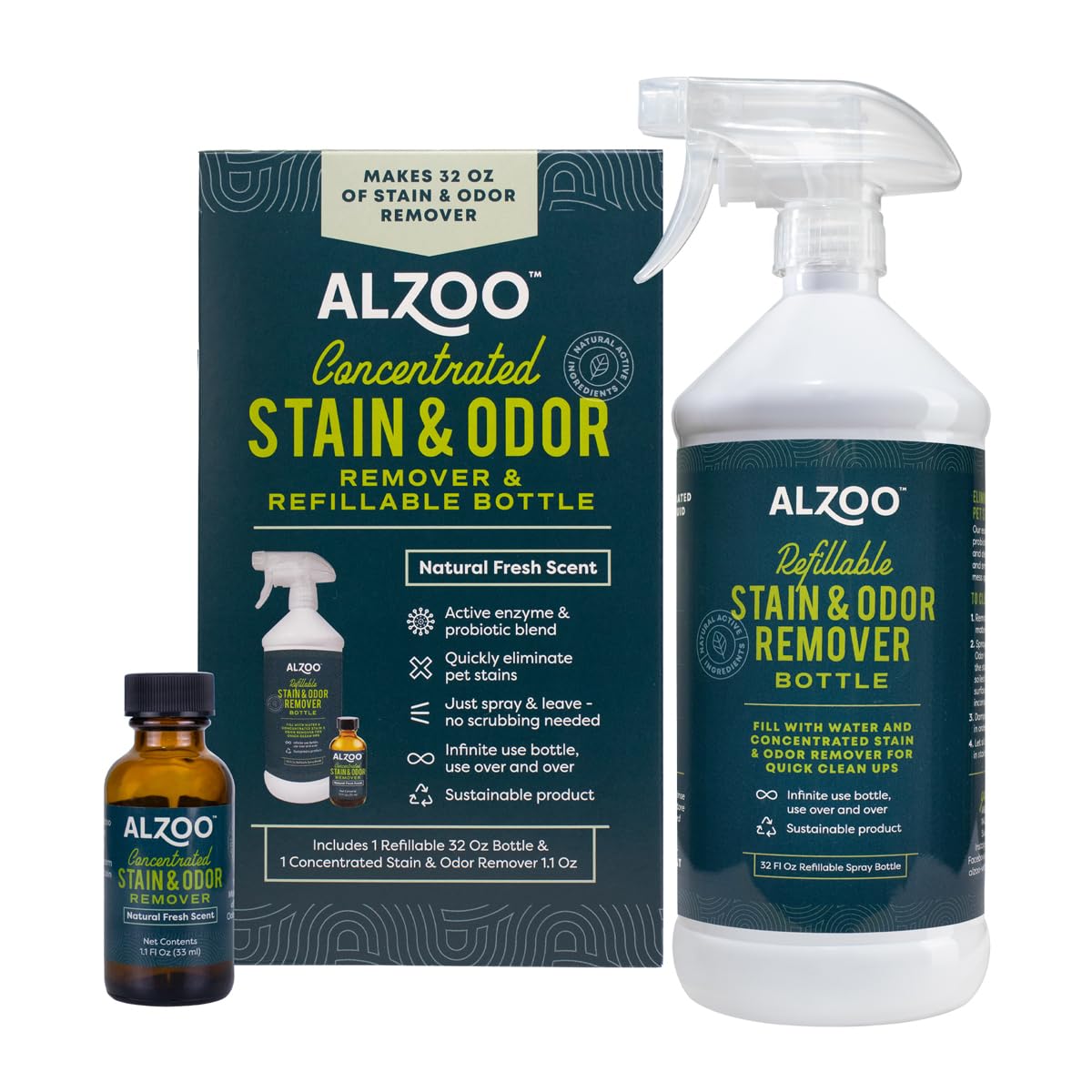 Concentrated Stain & Odor Remover Bundle Bottle Set (32 Fl Oz)