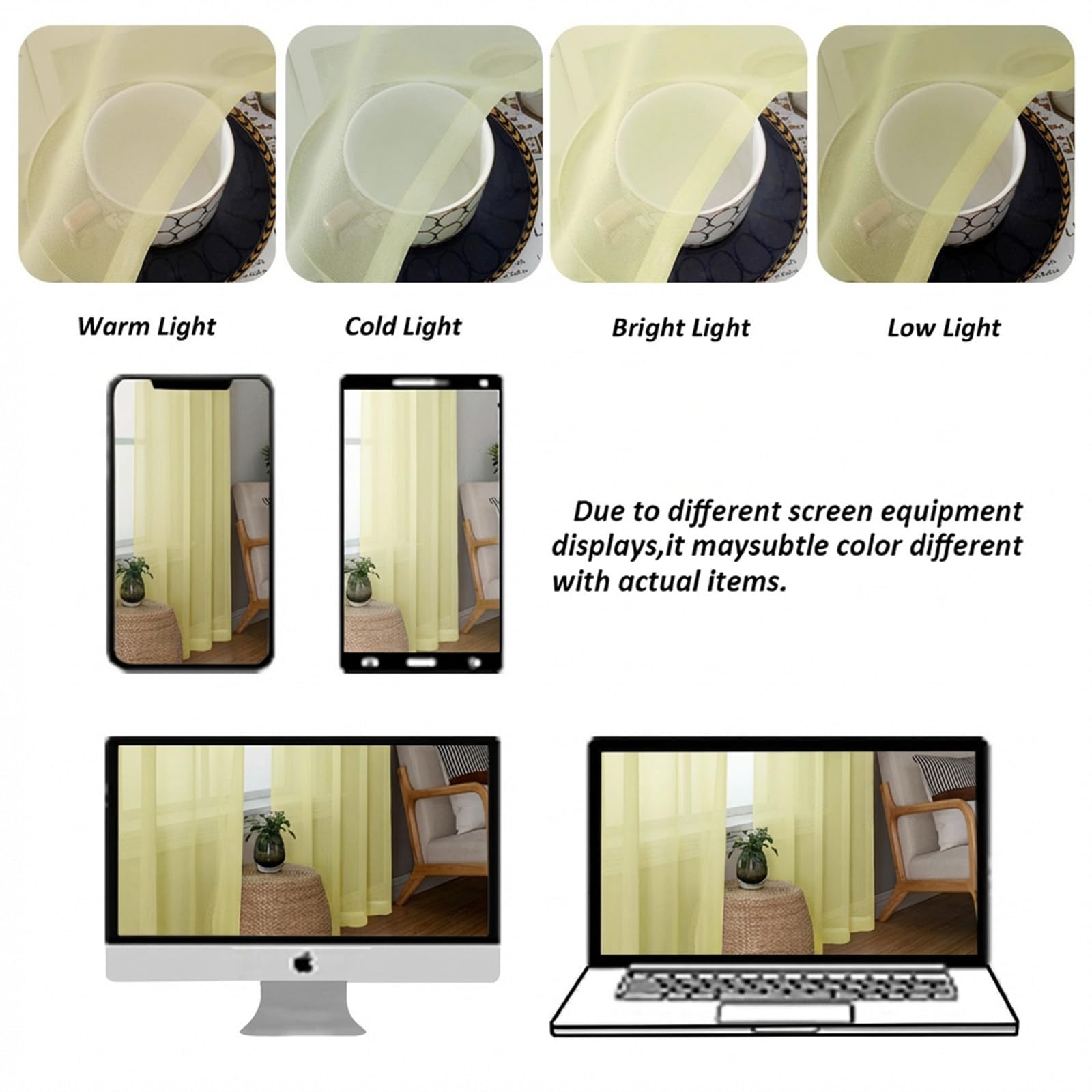 Sheer Tier Curtains 24 Inch Length (2 Count)