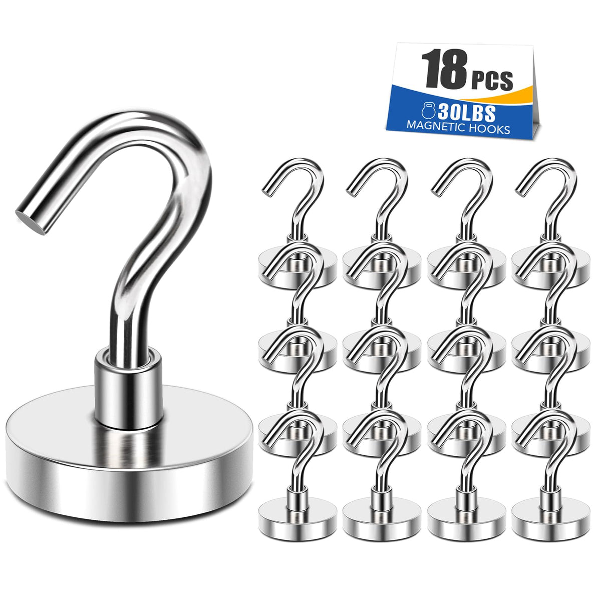 Magnetic Hooks 30lbs Strong Magnets Hook 18 Pack