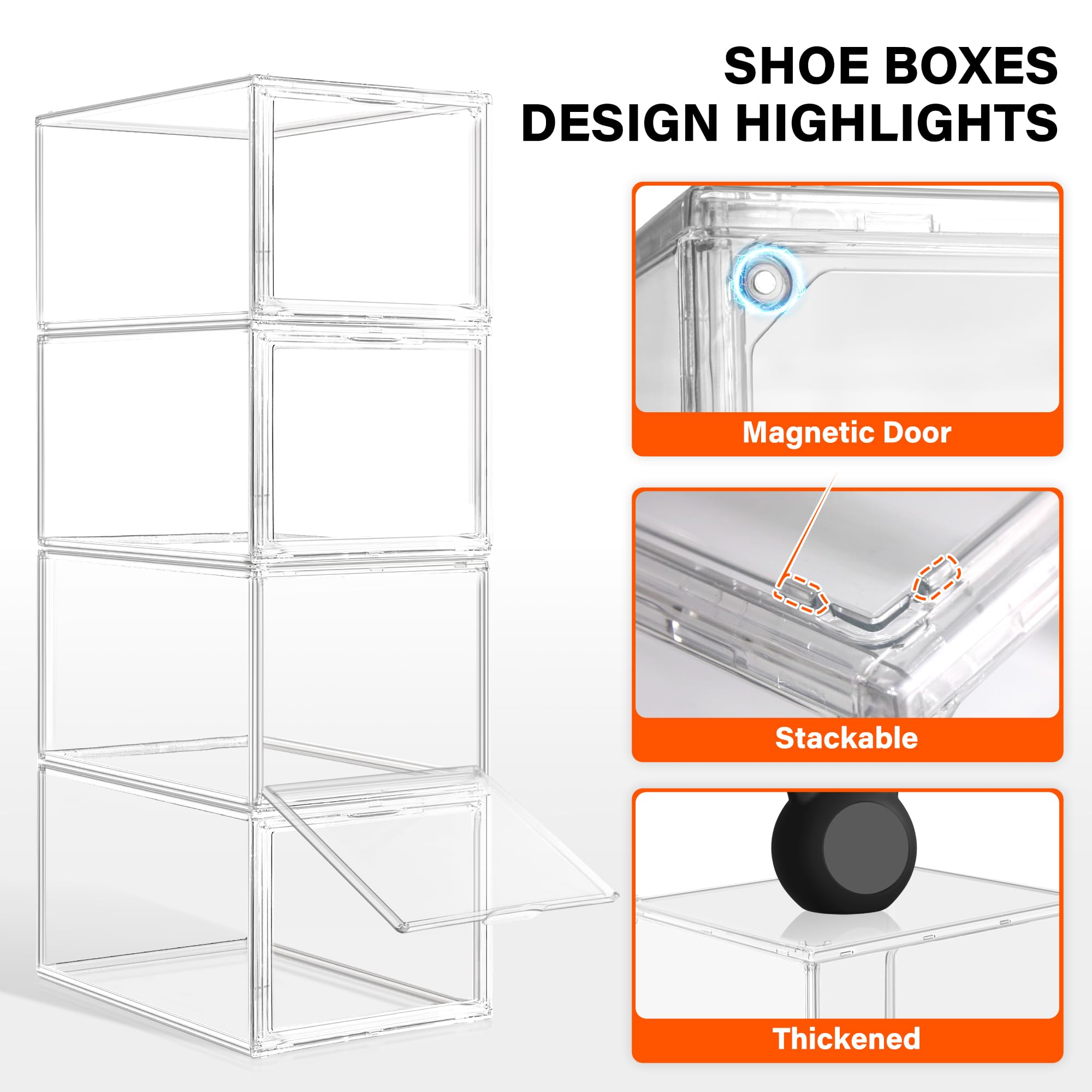 1 Pack Clear Acrylic Sneaker Boxes for Sneakers & High Tops