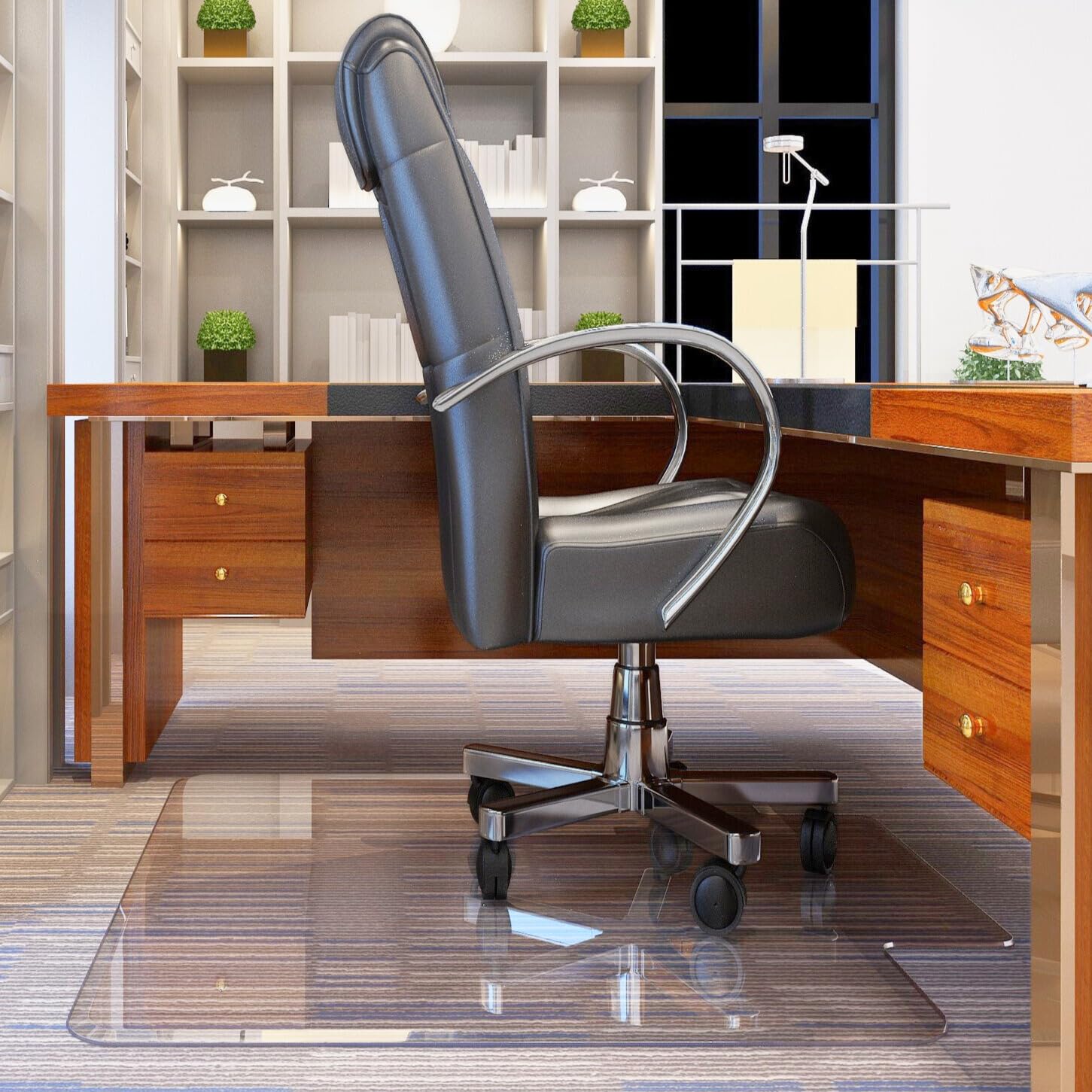 Tempered Glass Chair Mat with Lip for Carpet