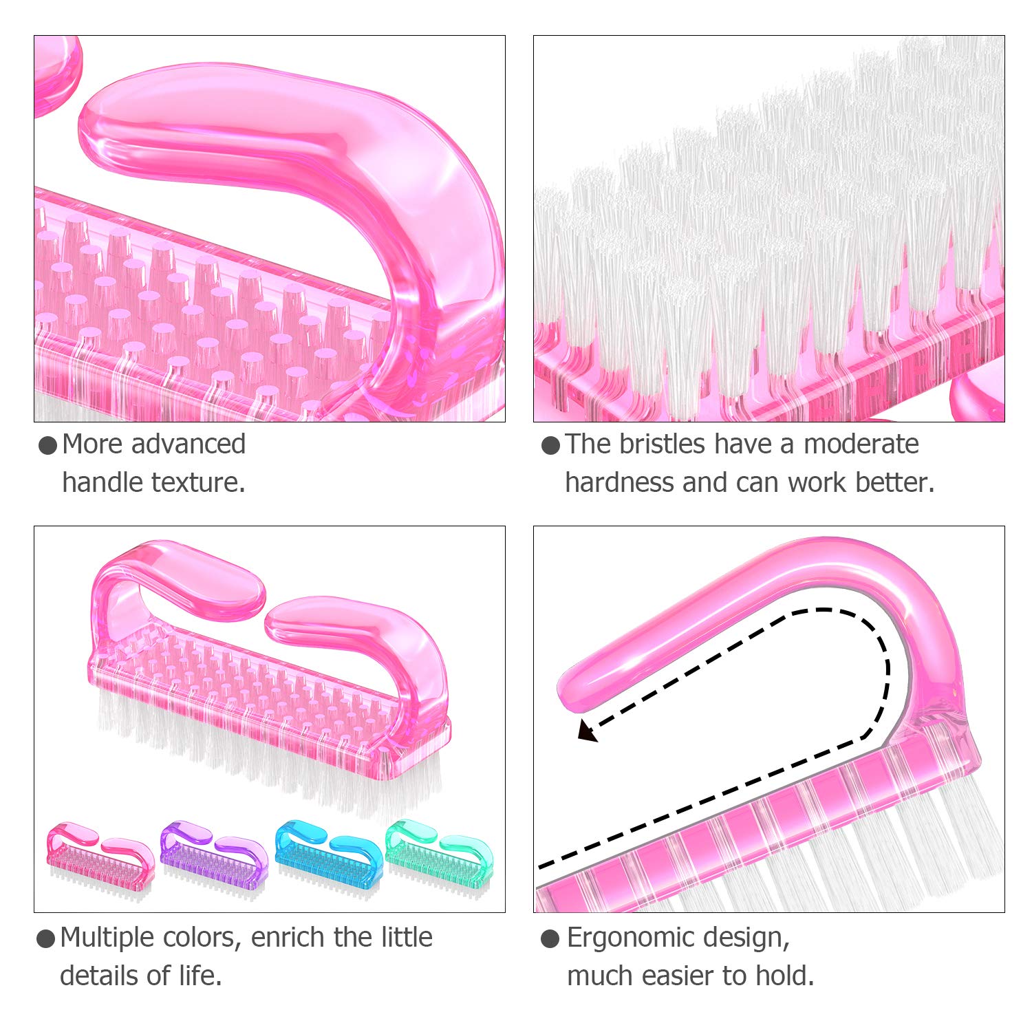 Handle Grip Nail Brush (4 Count)