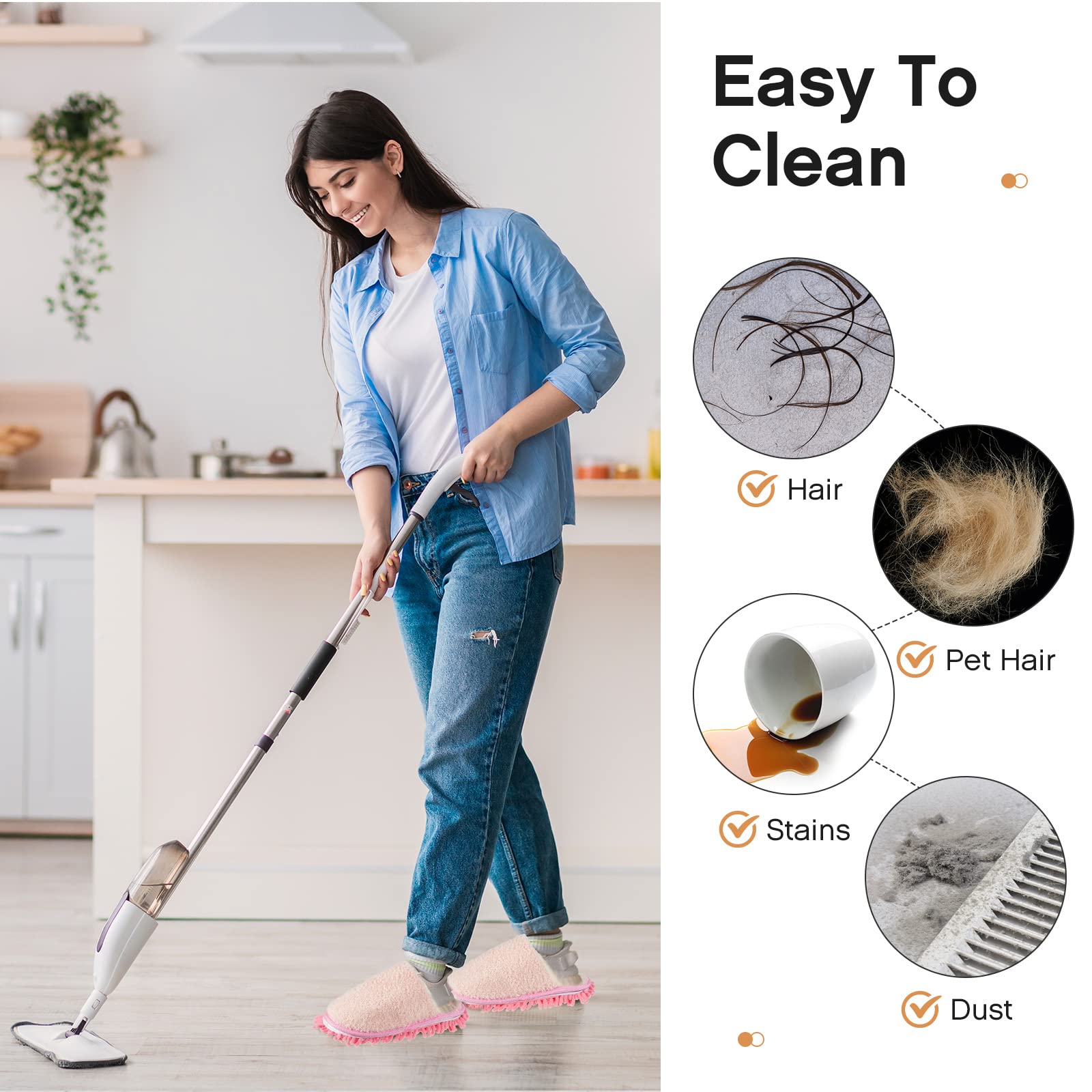 2 Pair Microfiber Slippers Floor Cleaning Mop