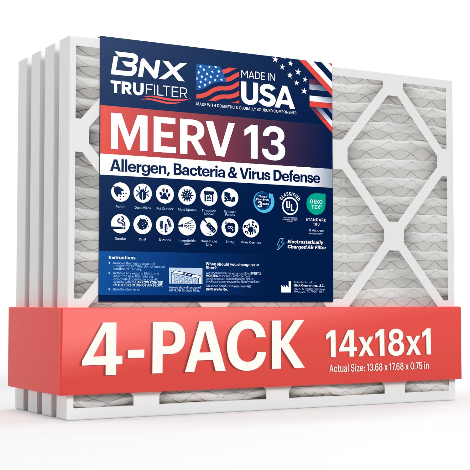 TruFilter 14x18x1 MERV 13 (4 Count)