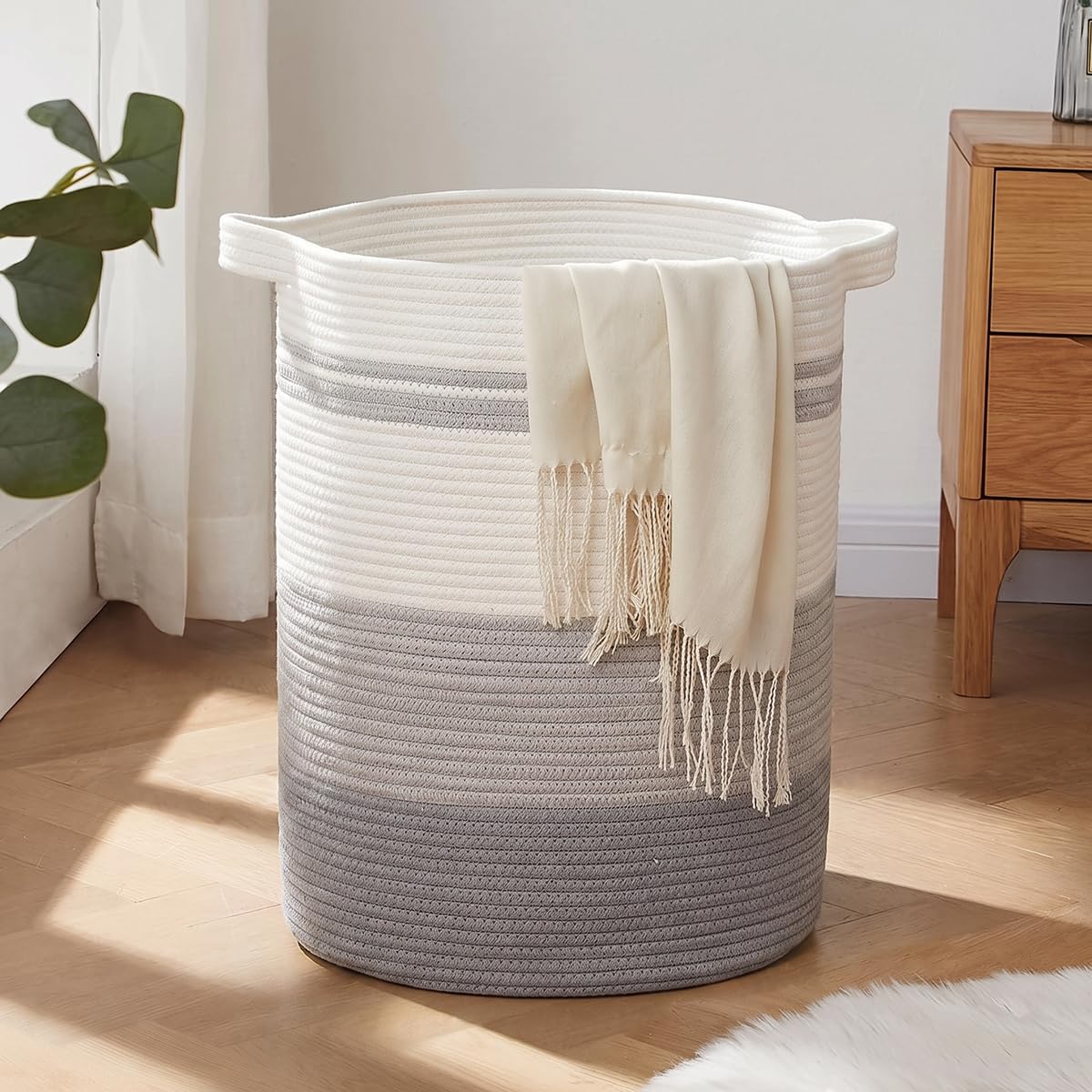 60L Laundry Basket Laundry Hamper Nursery Hamper Gradient Gray