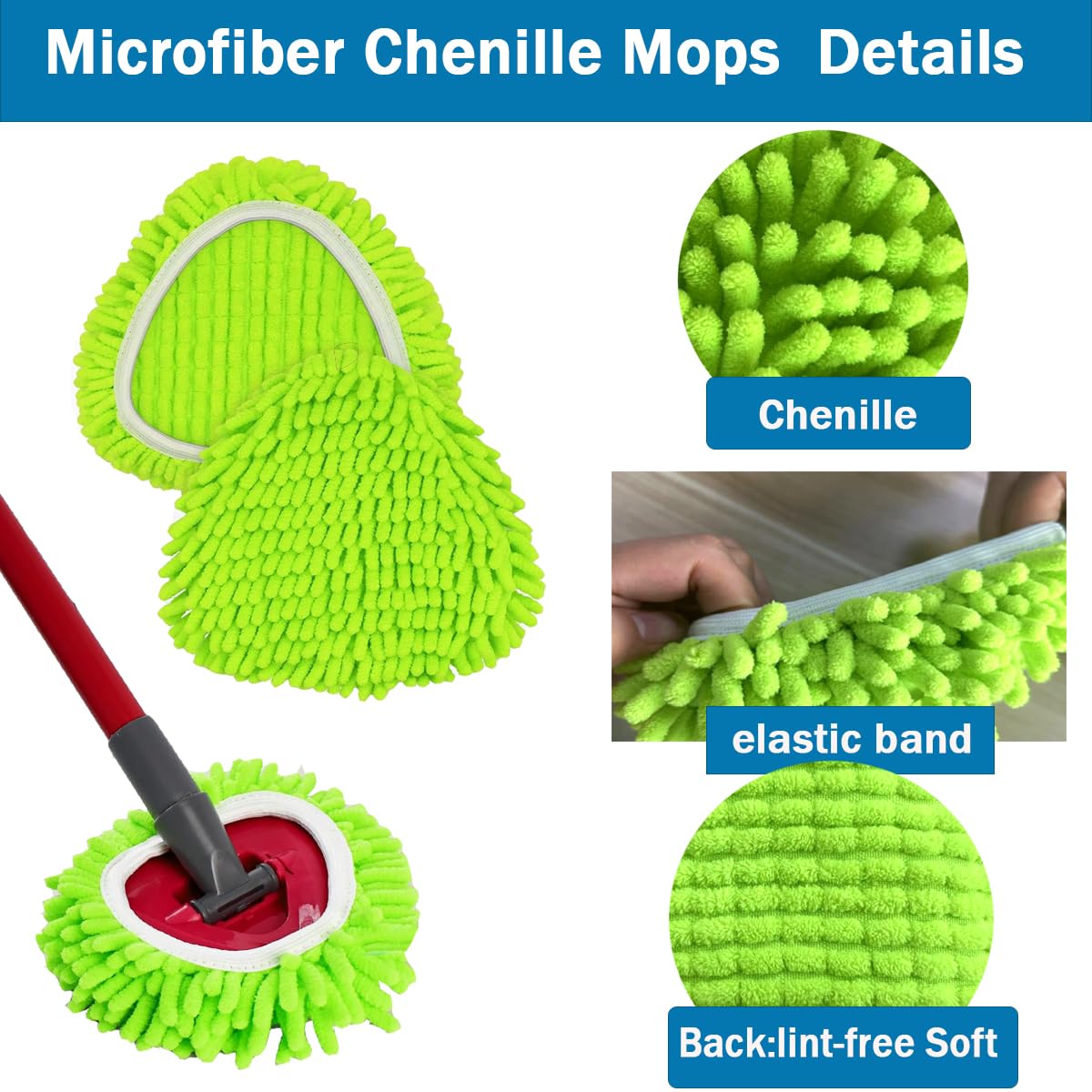 Mop Heads Replacements Compatible with Ocedar RinseClean 2 (3 Count) - ModHome Supplies
