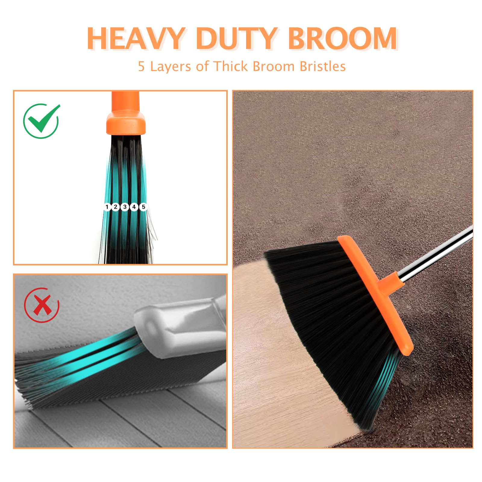 2 Pack Broom and Dustpan Combo Set (2 Count)